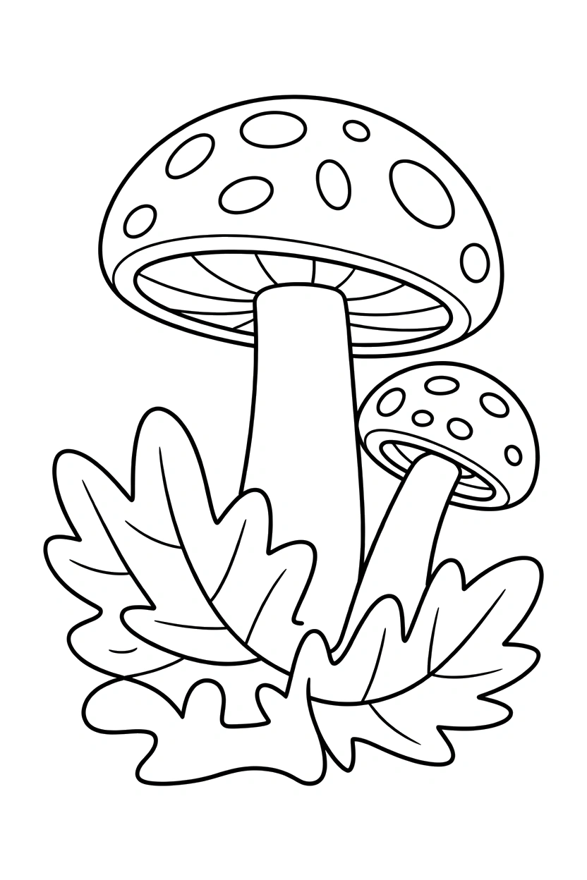 woodland mushroom leaf litter coloring pages