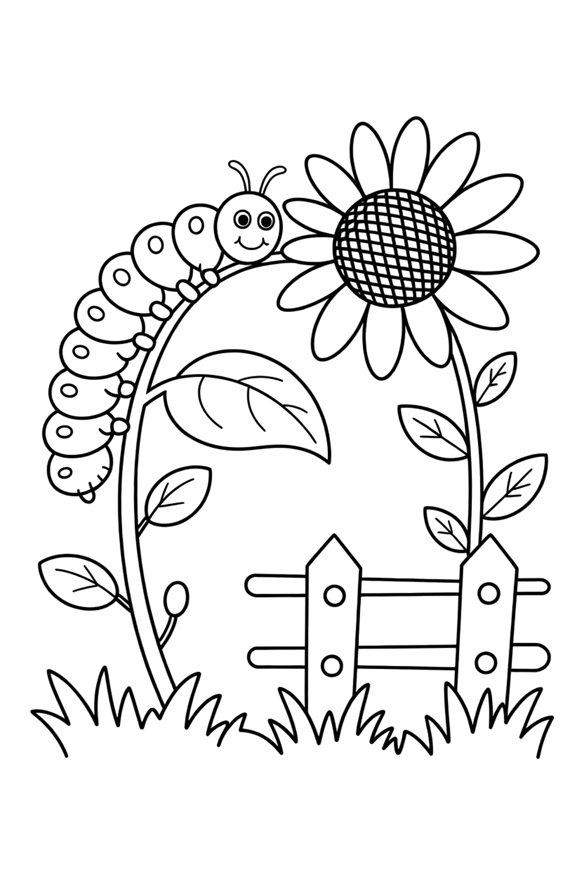 arranging caterpillar sunflower leaf coloring page Caterpillar Coloring Pages