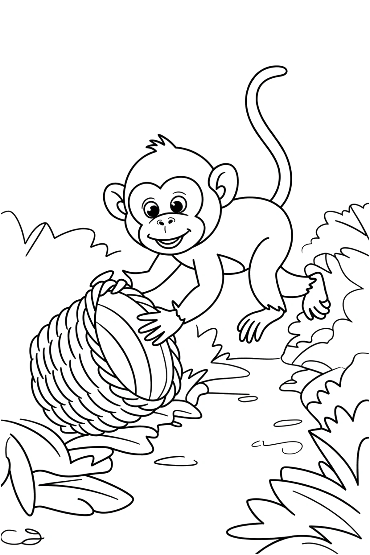 basket monkey path coloring pages