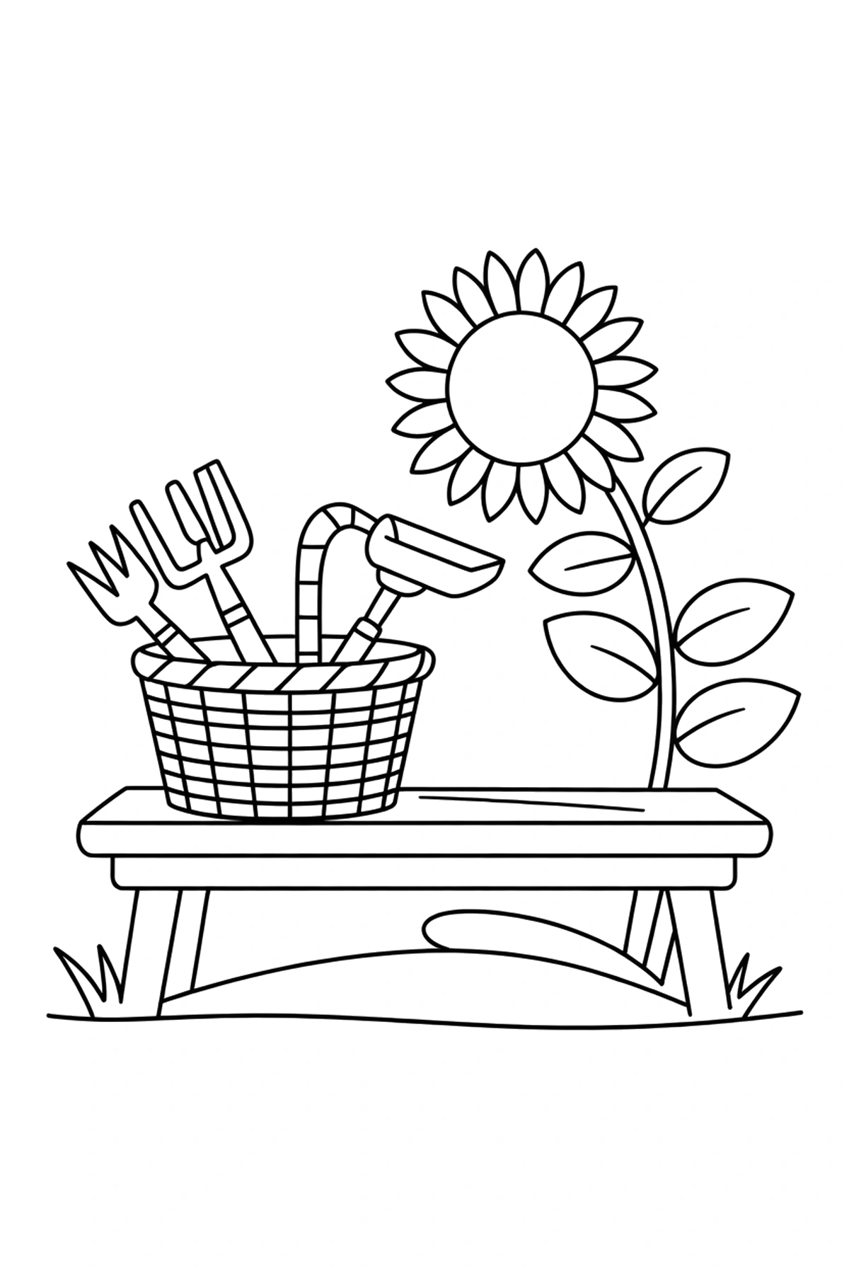 basket sunflower bench coloring sheets sunflower coloring pages