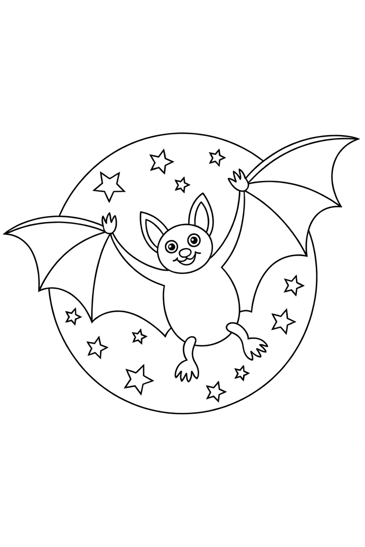 bat coloring pages full moon stars