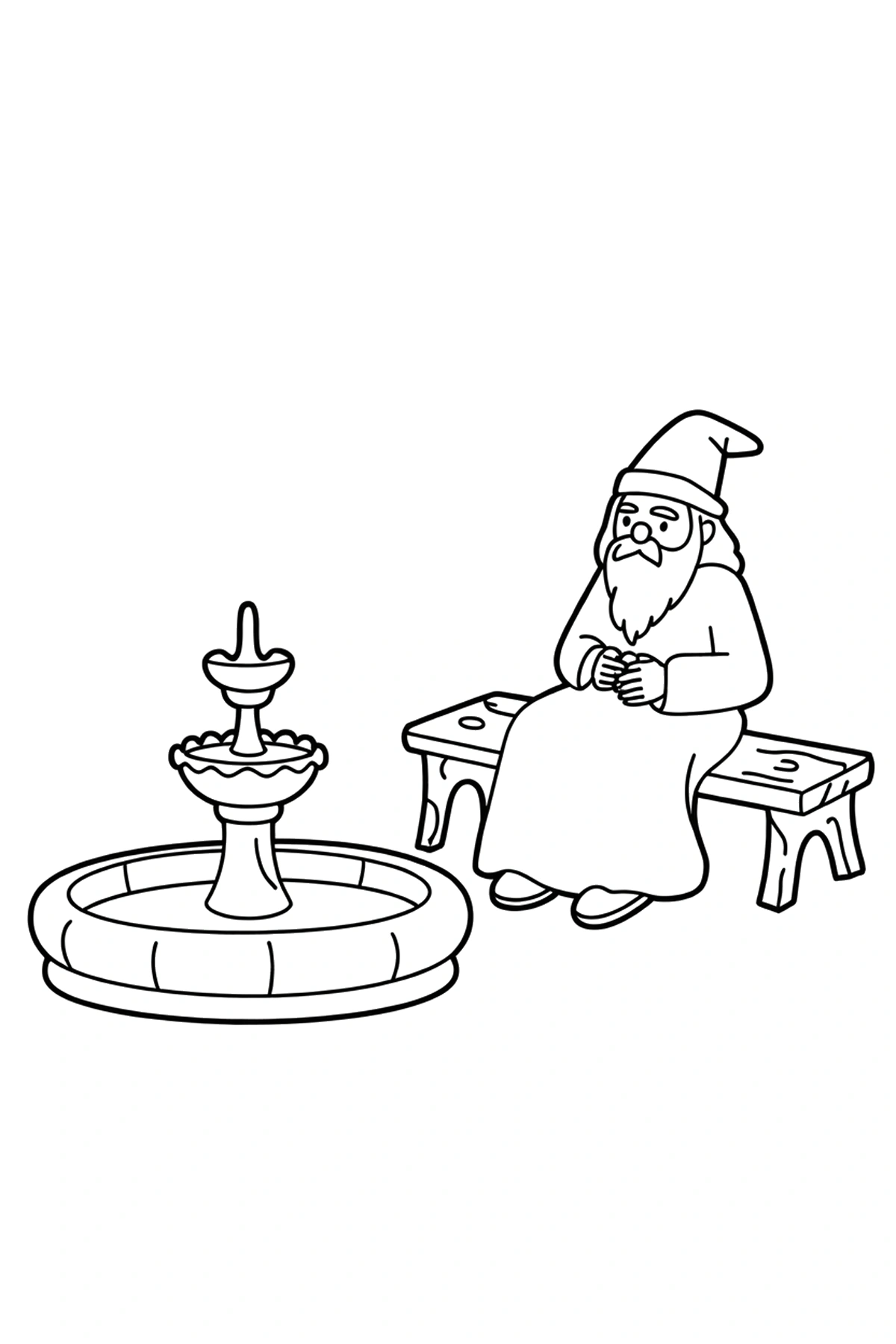 bench fountain with edges wizard coloring sheets