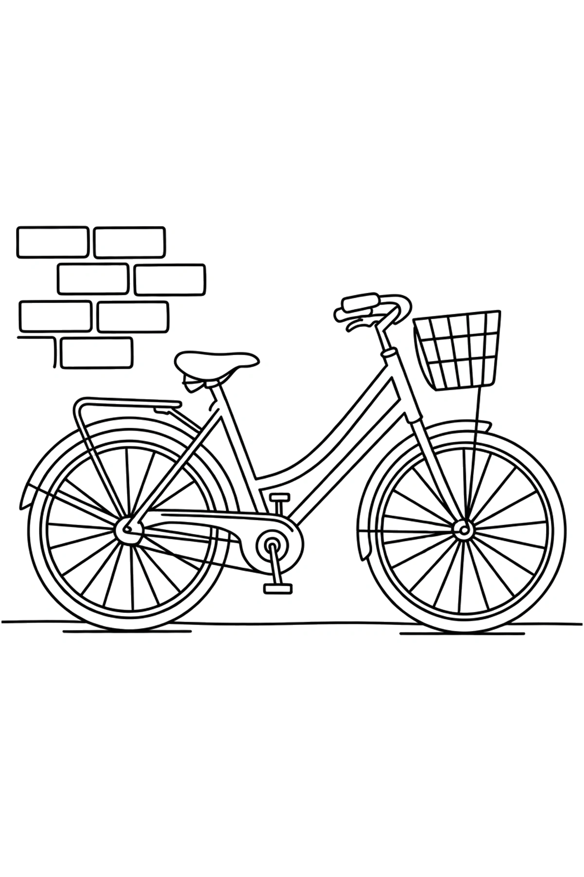 bicycle coloring pages brick wall