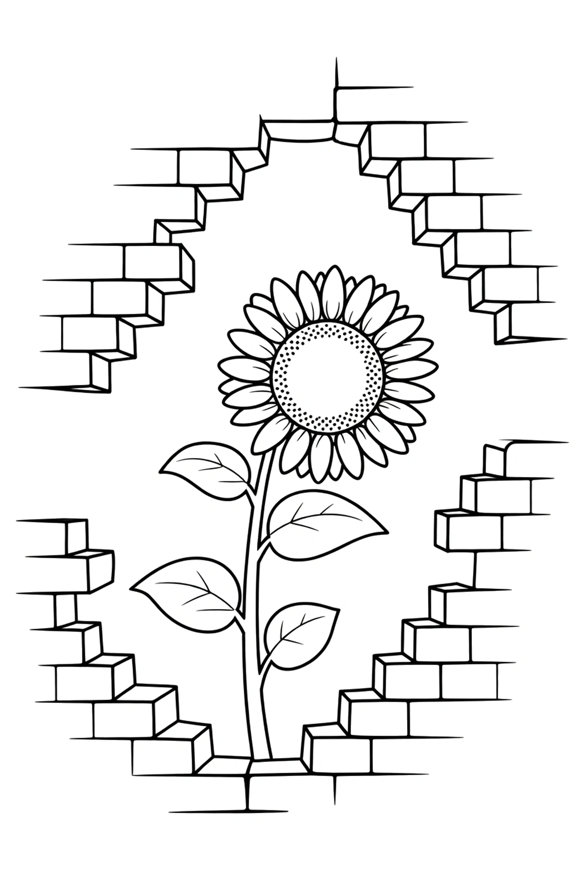 brick wall sunflower coloring page brick wall sunflower coloring page