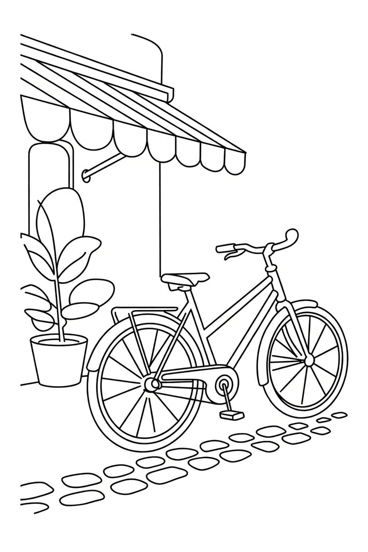 cafe entrance bicycle coloring pages