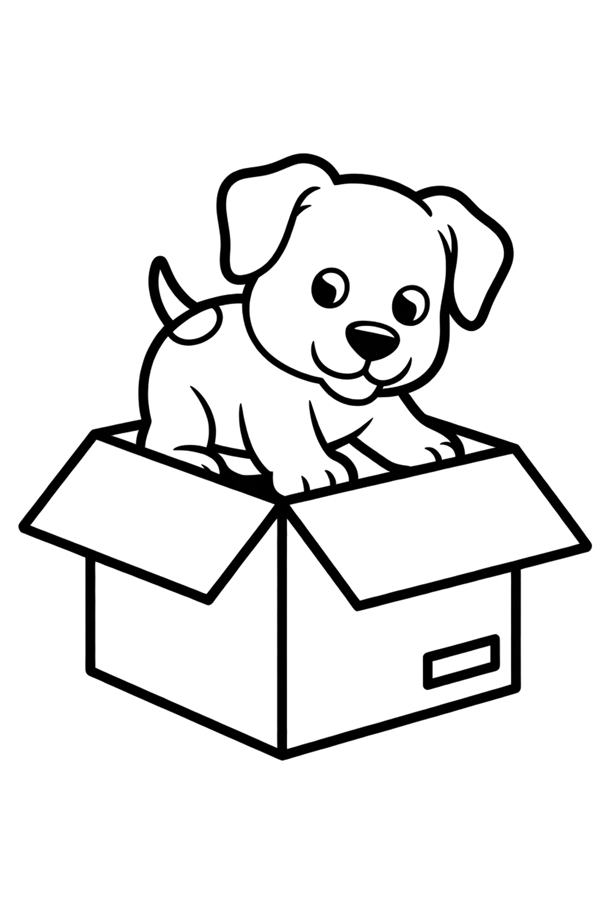 climbing puppy cardboard box coloring pages