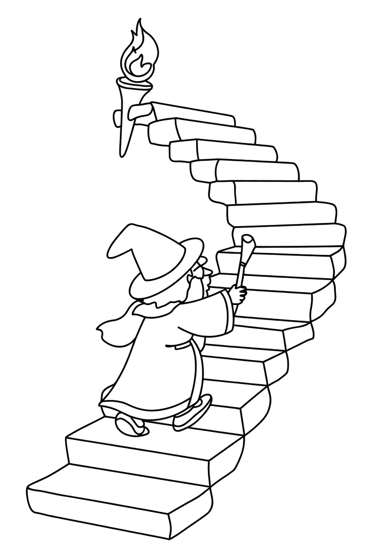 climbing wizard spiral stairs coloring pages