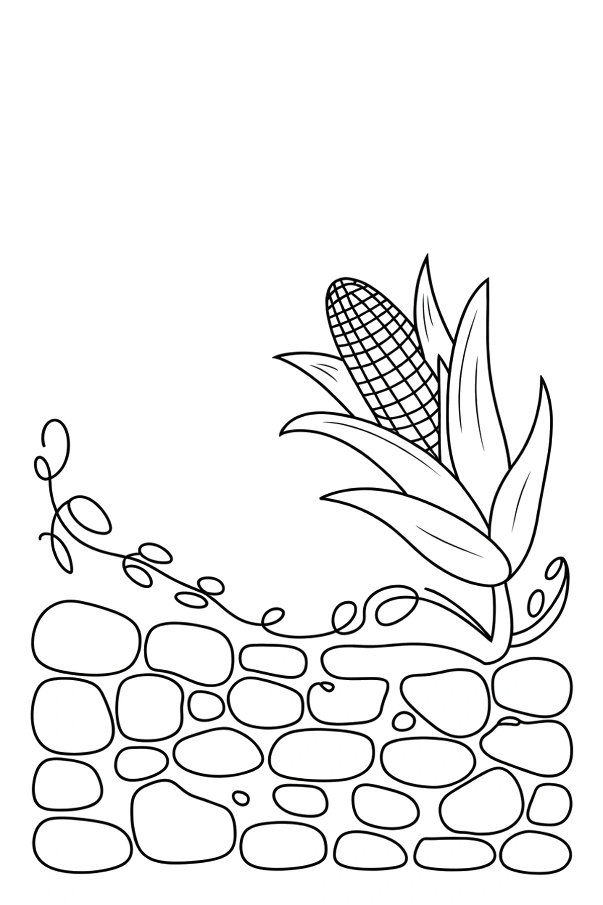 corn coloring pages stone wall