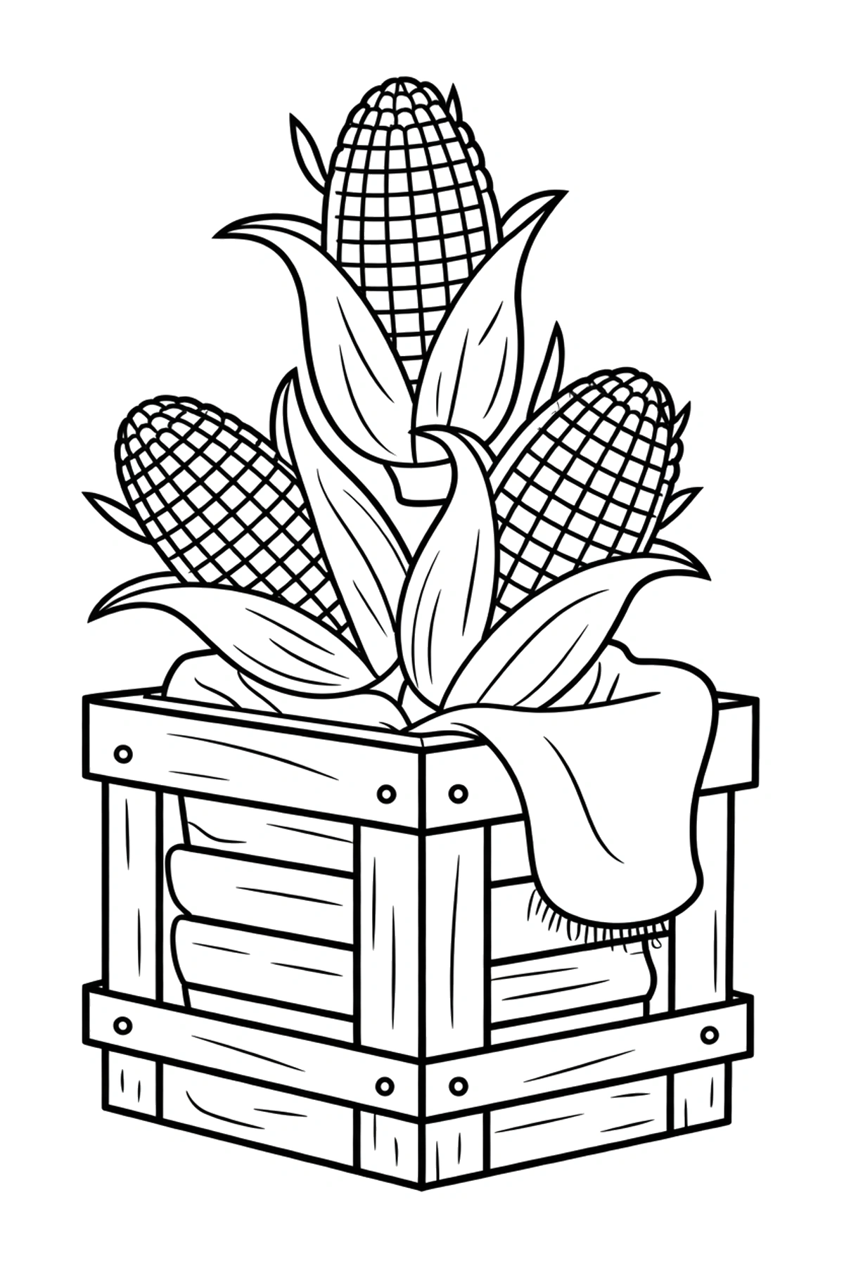 crate stack corn leaning coloring pages
