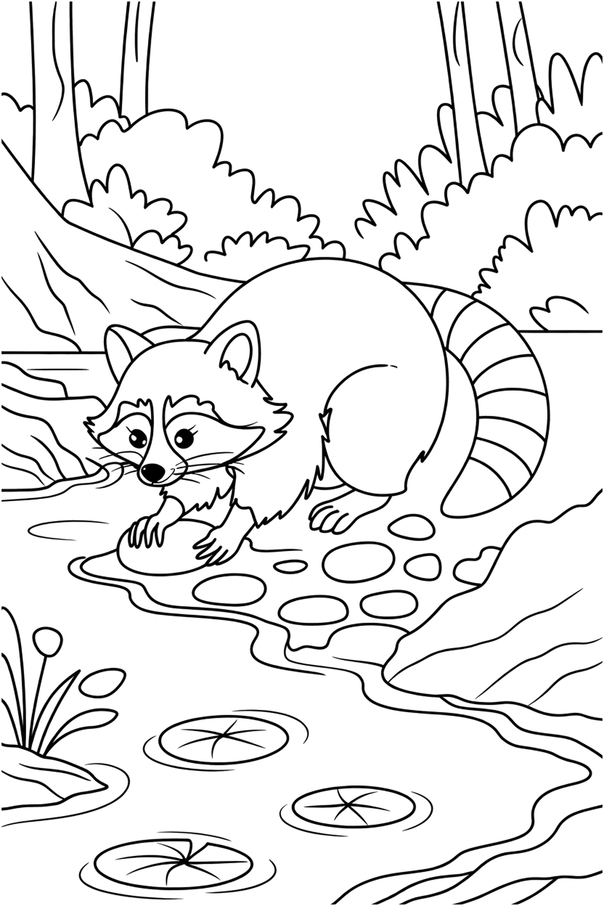 creek bank raccoon coloring pages