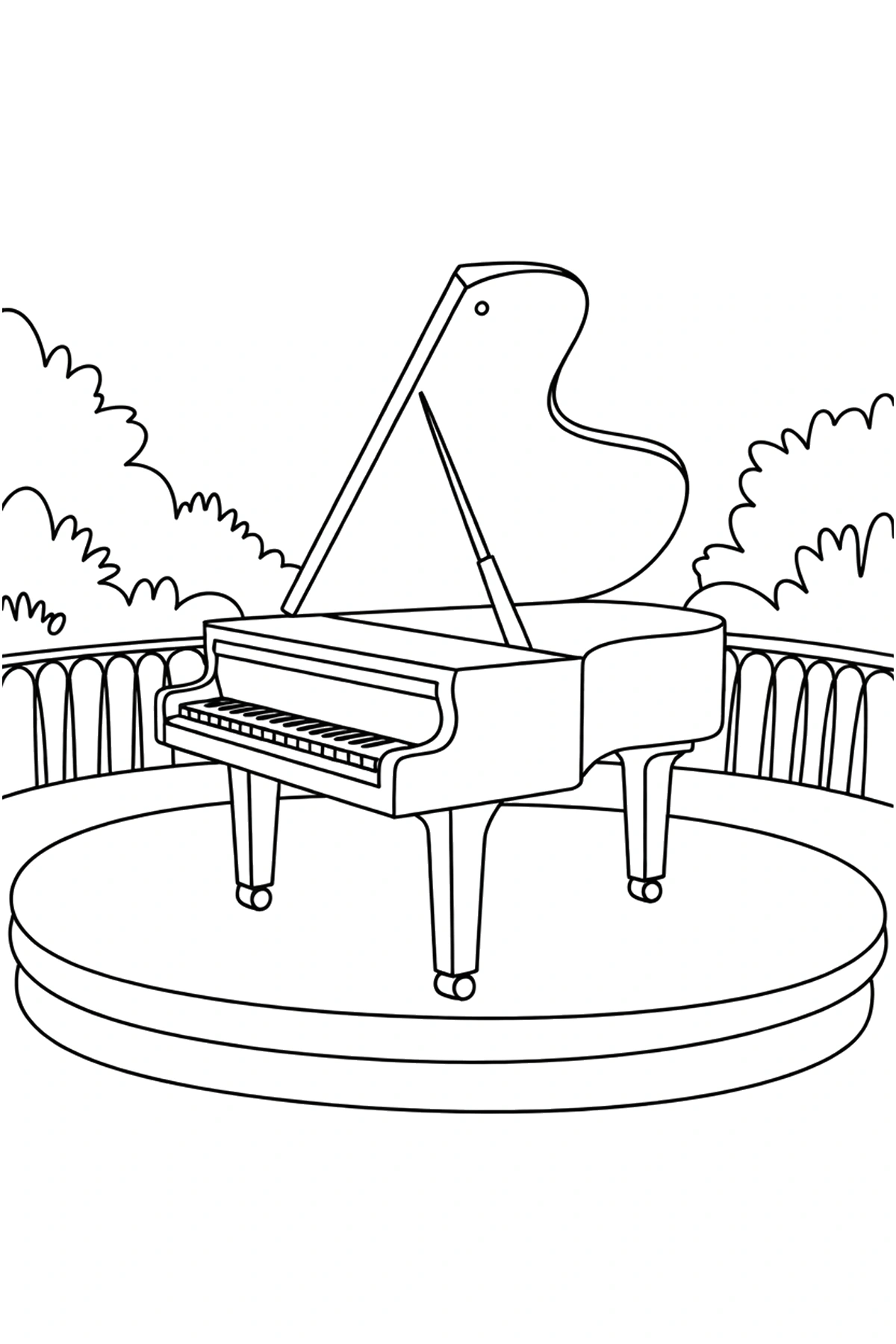 cute piano coloring page