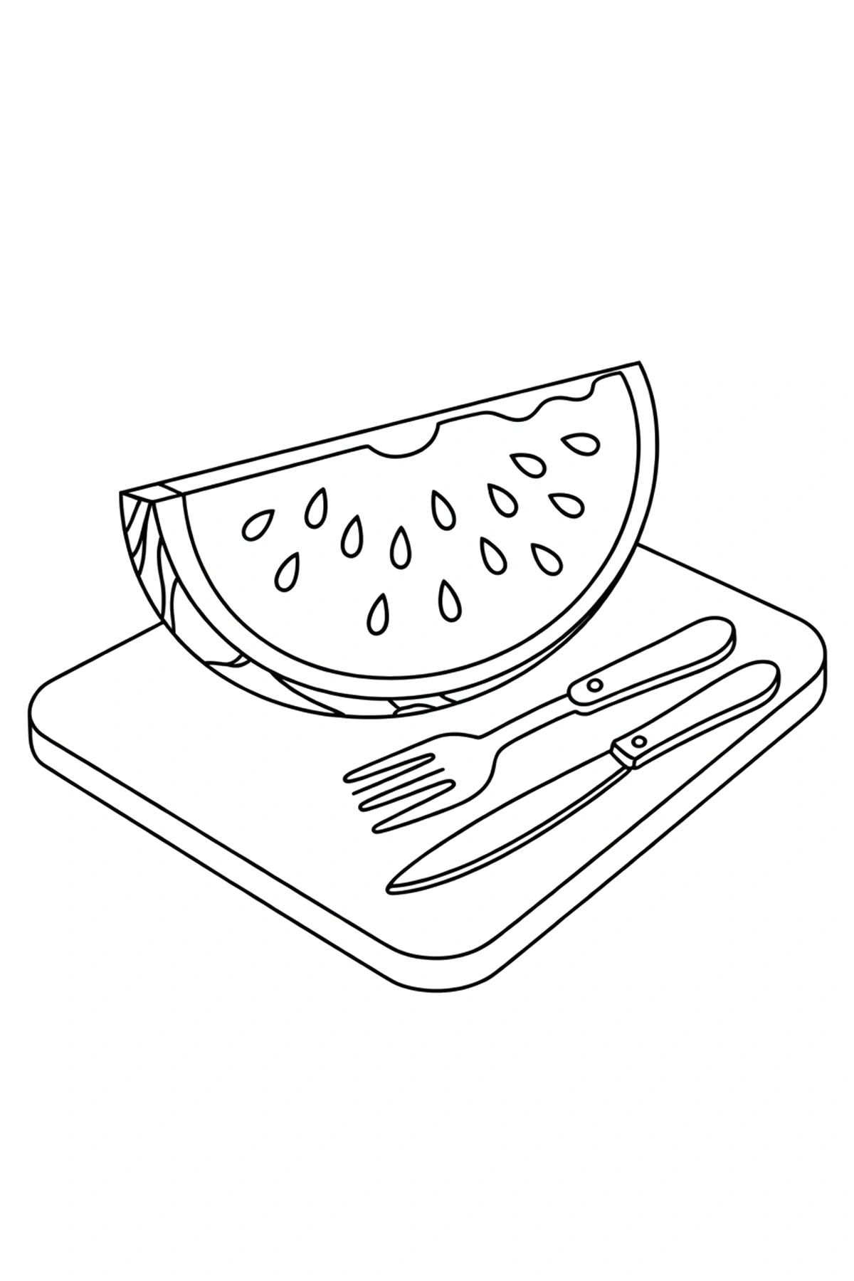 cutting board watermelon resting coloring page