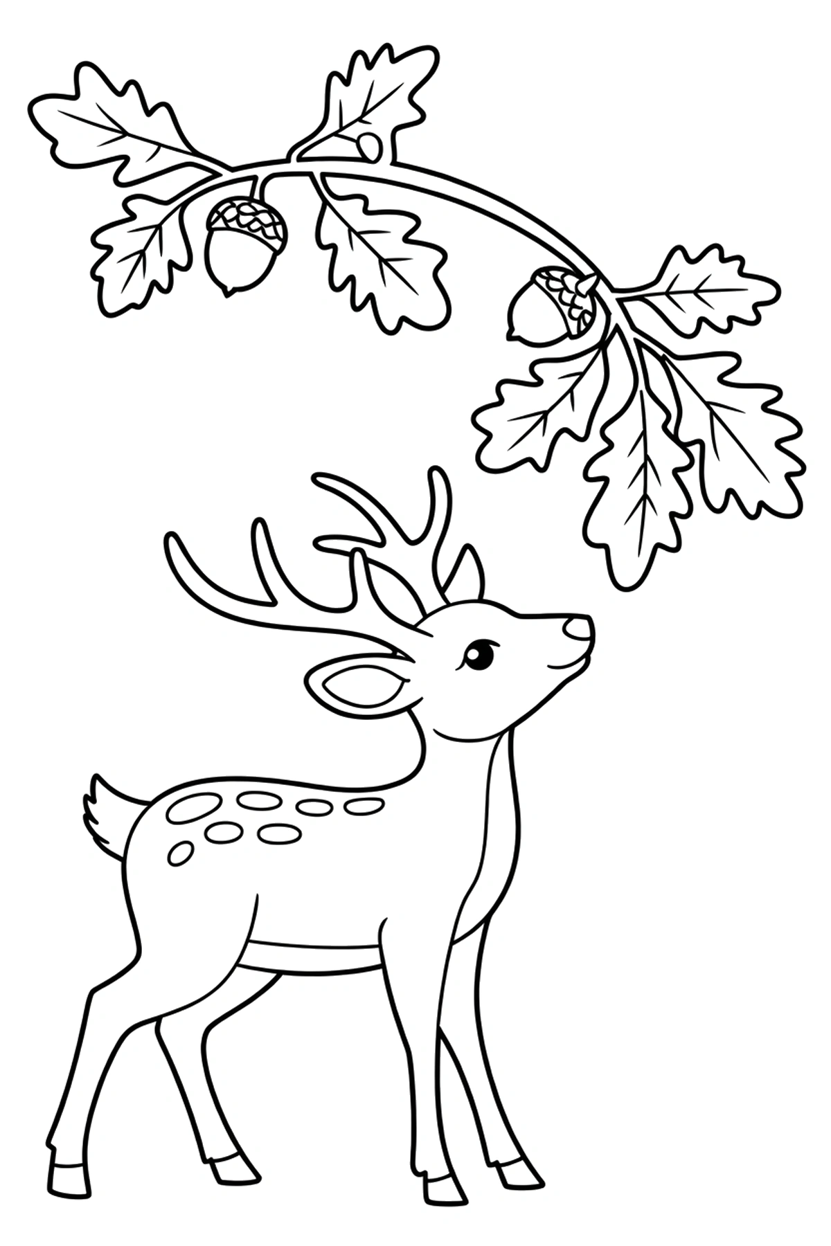 deer coloring pages oak branches