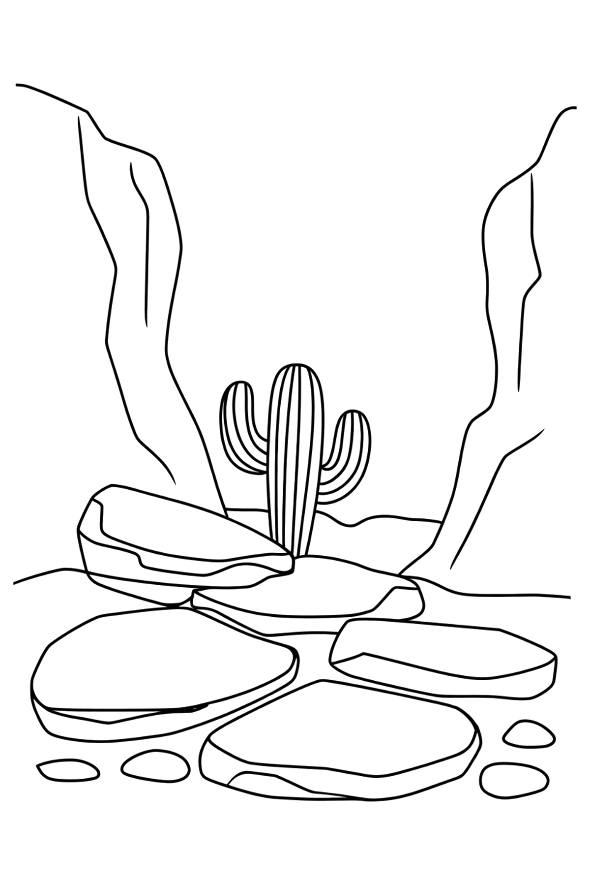 easy cactus coloring page