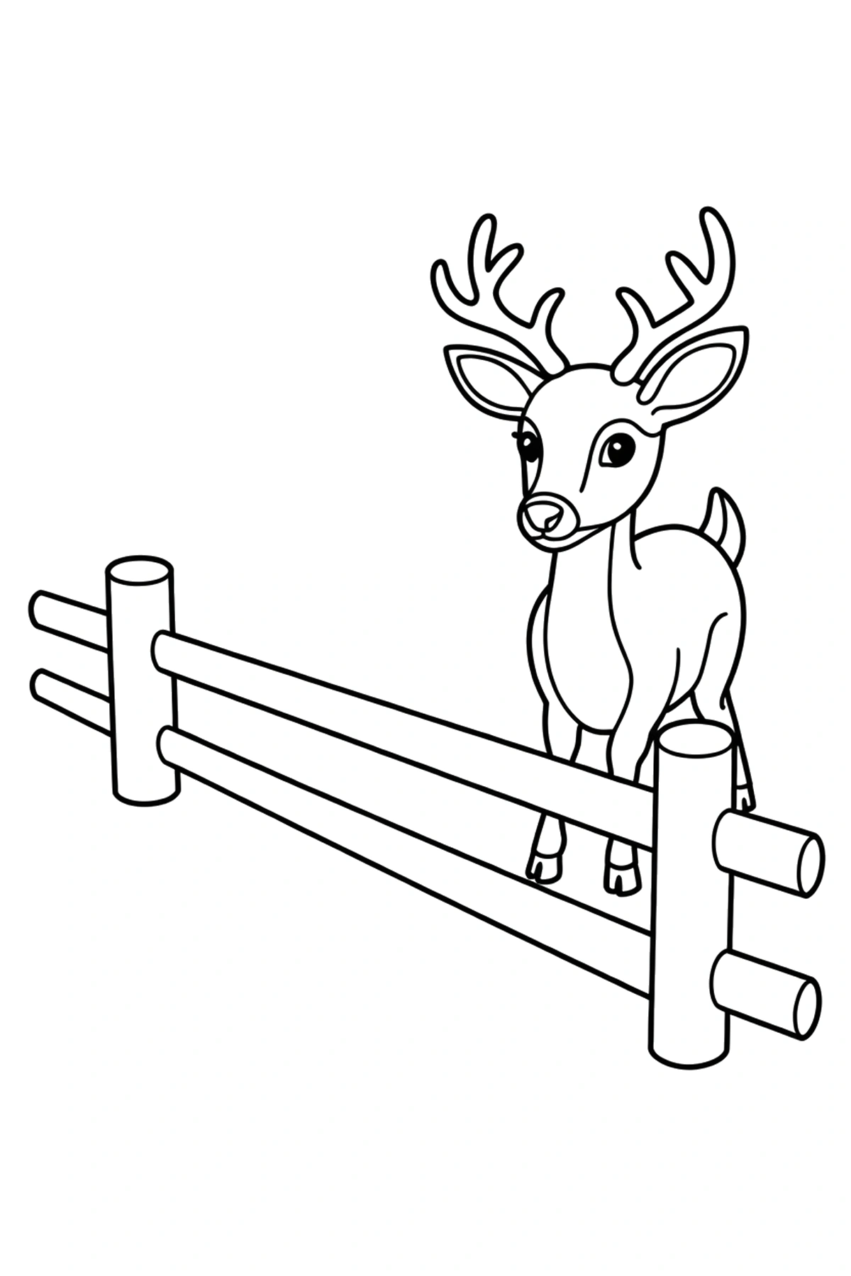 fence deer upright coloring page