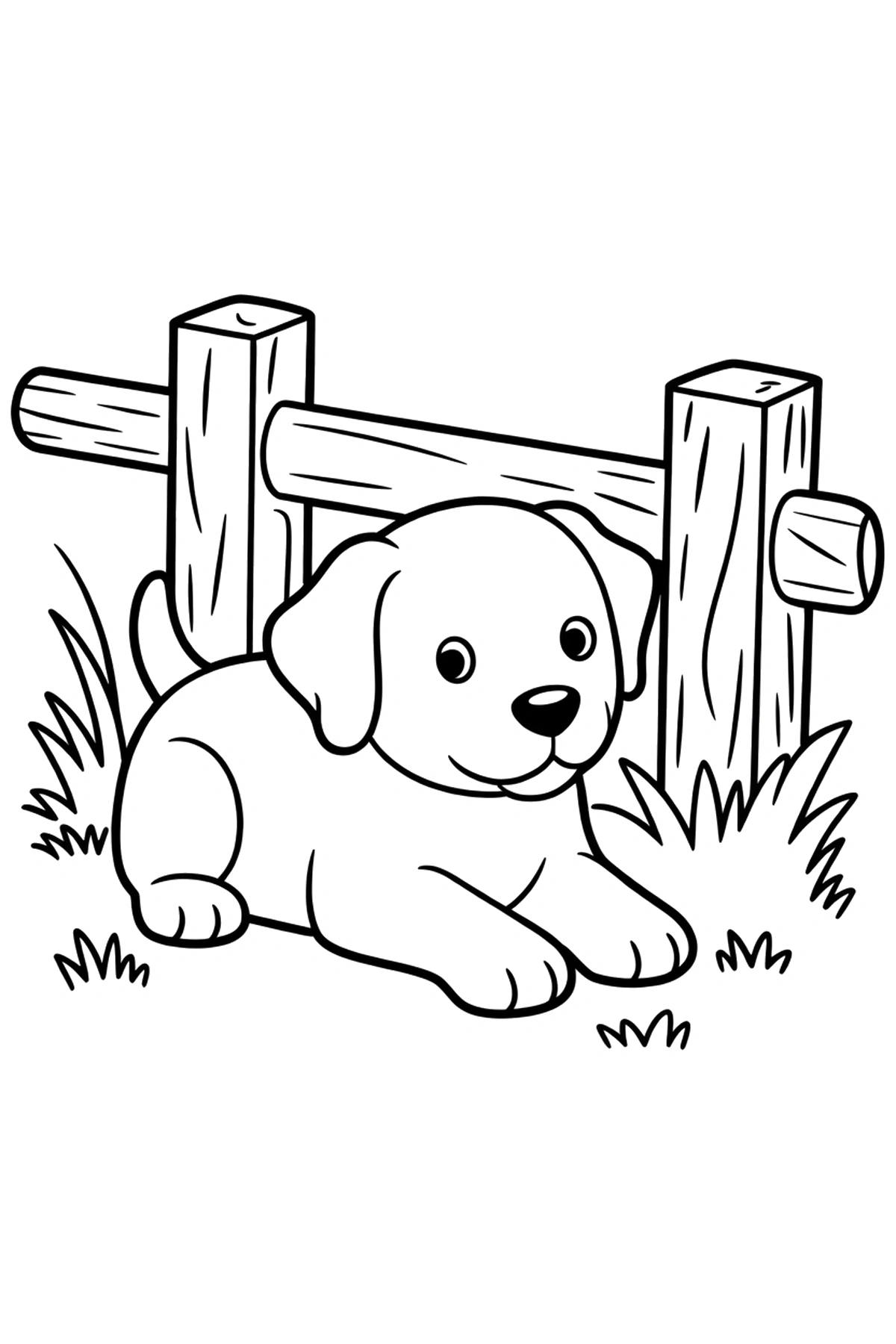 fence post grass puppy coloring sheets