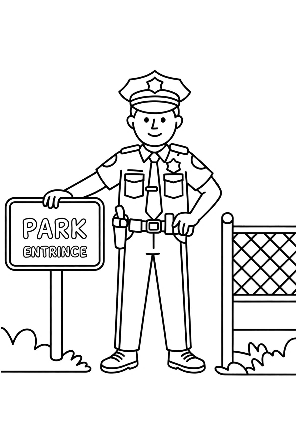 fence post with sign police officer coloring sheets