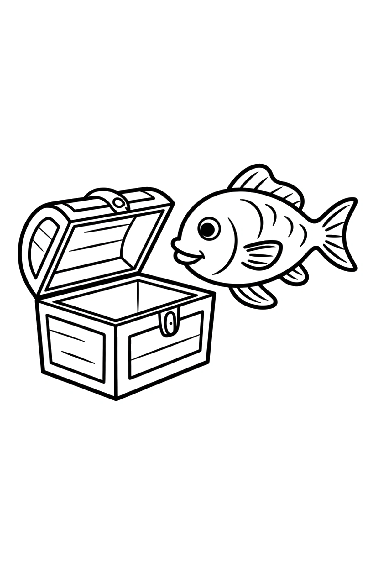 fish coloring pages sunken chest
