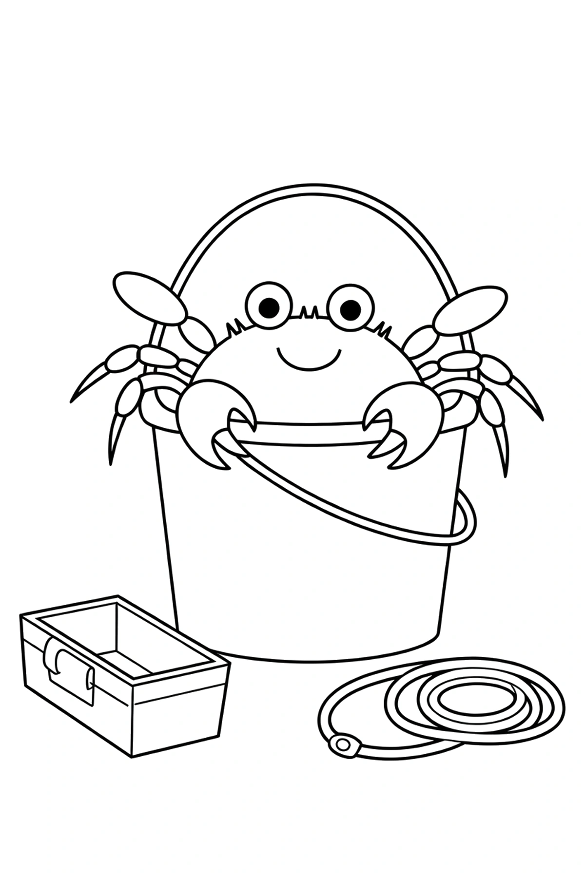 fisherman bucket crab peeking coloring sheets