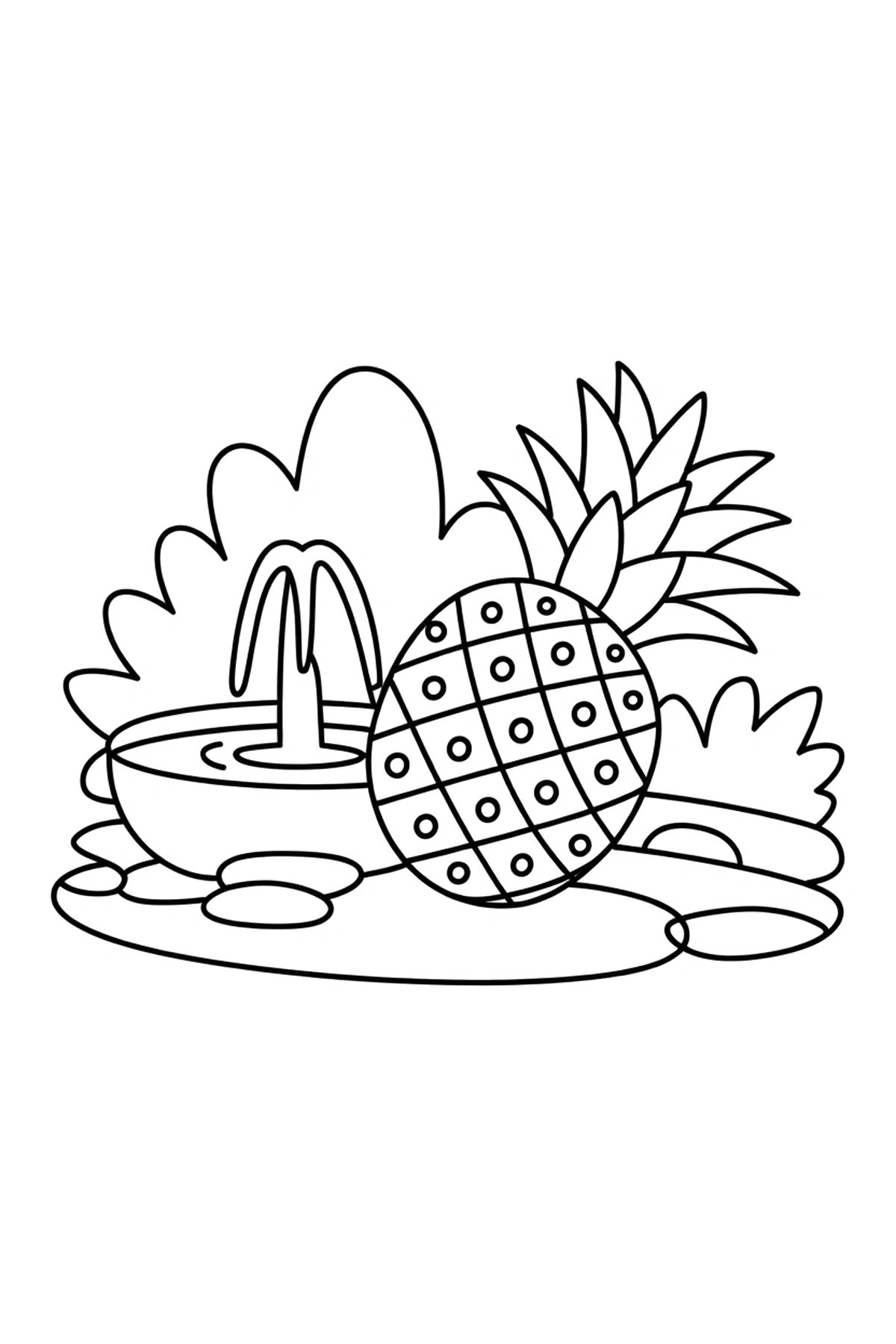 flat stone with fountain pineapple coloring sheets