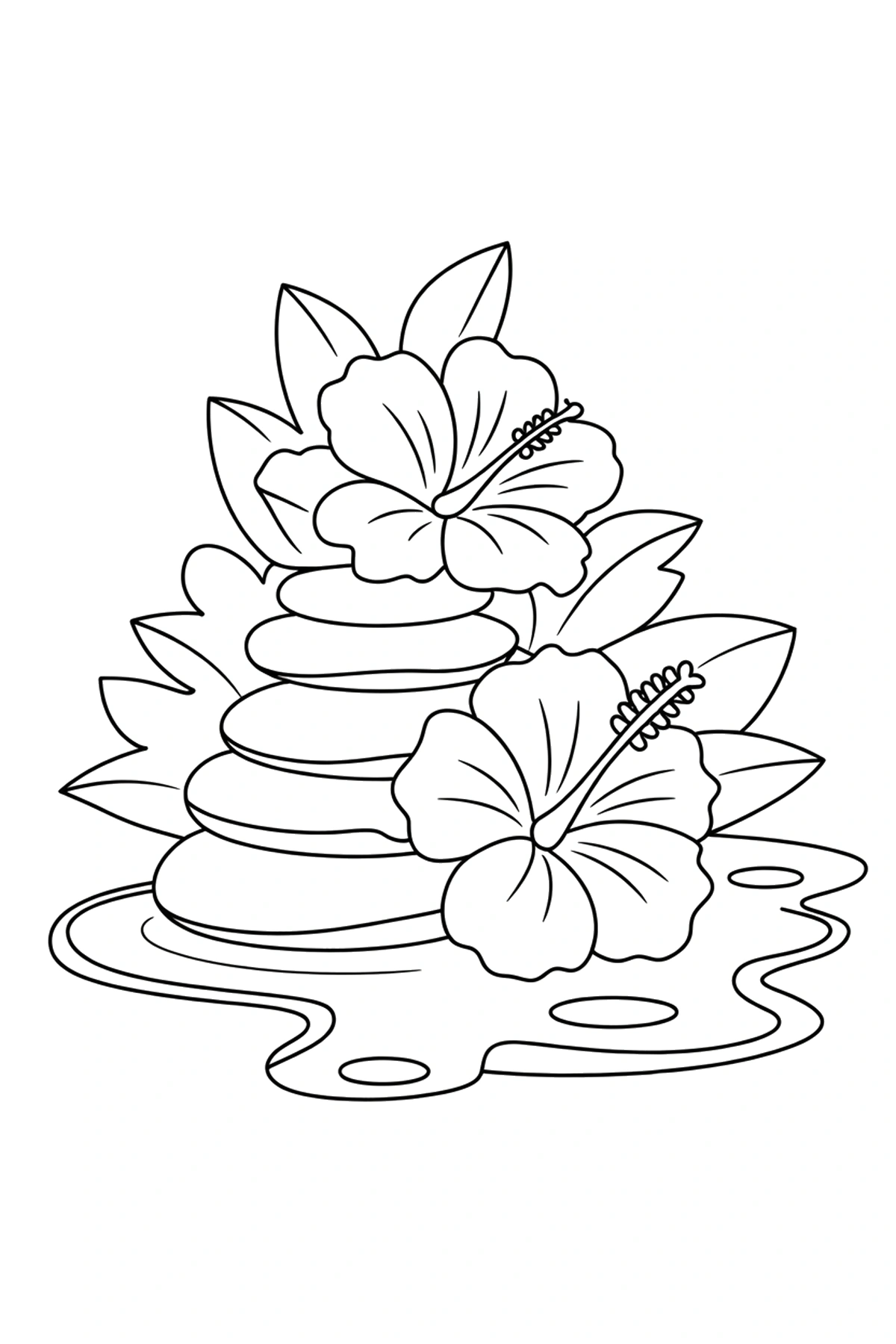 flat stones pond hibiscus coloring sheets