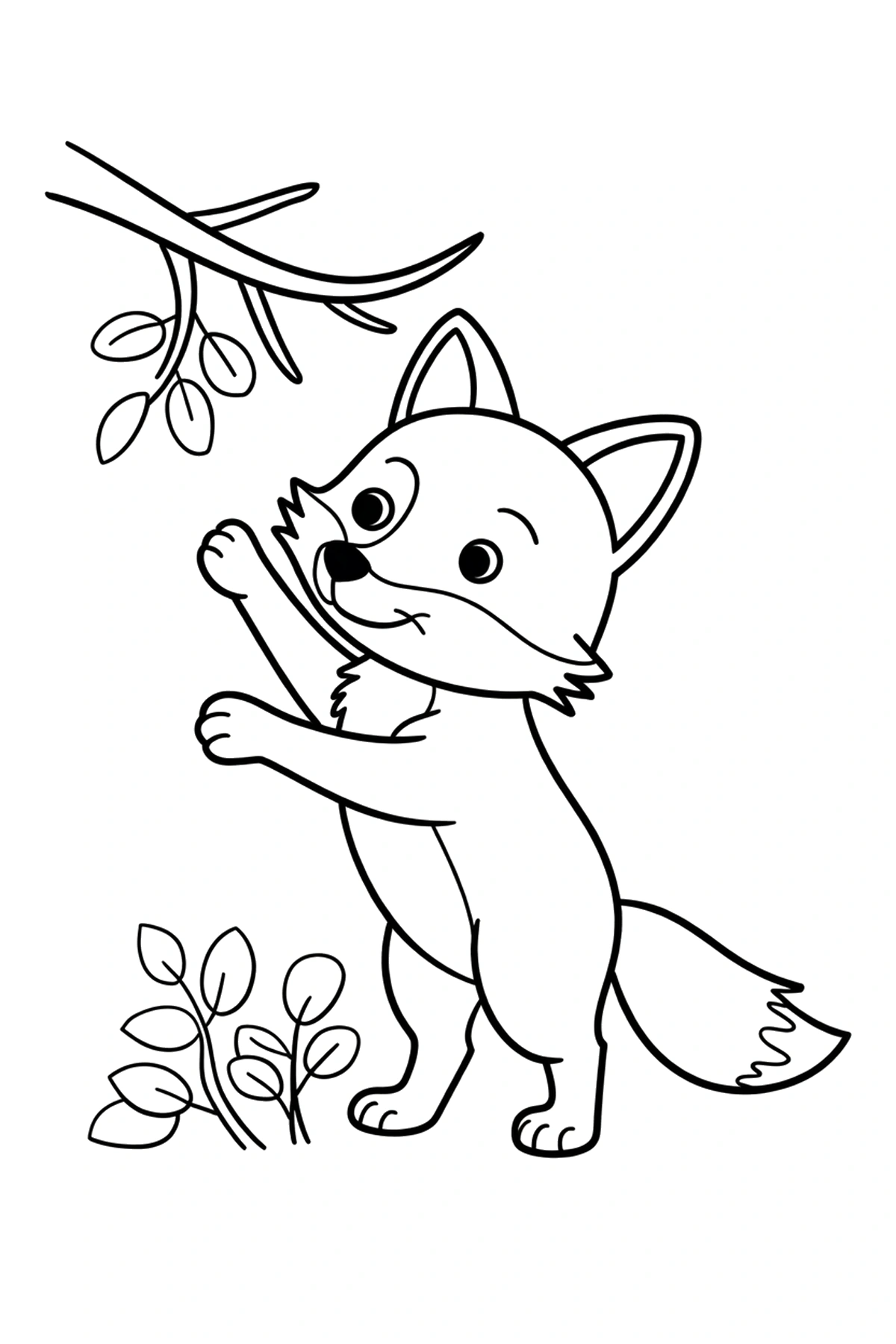 fox coloring pages autumn branch