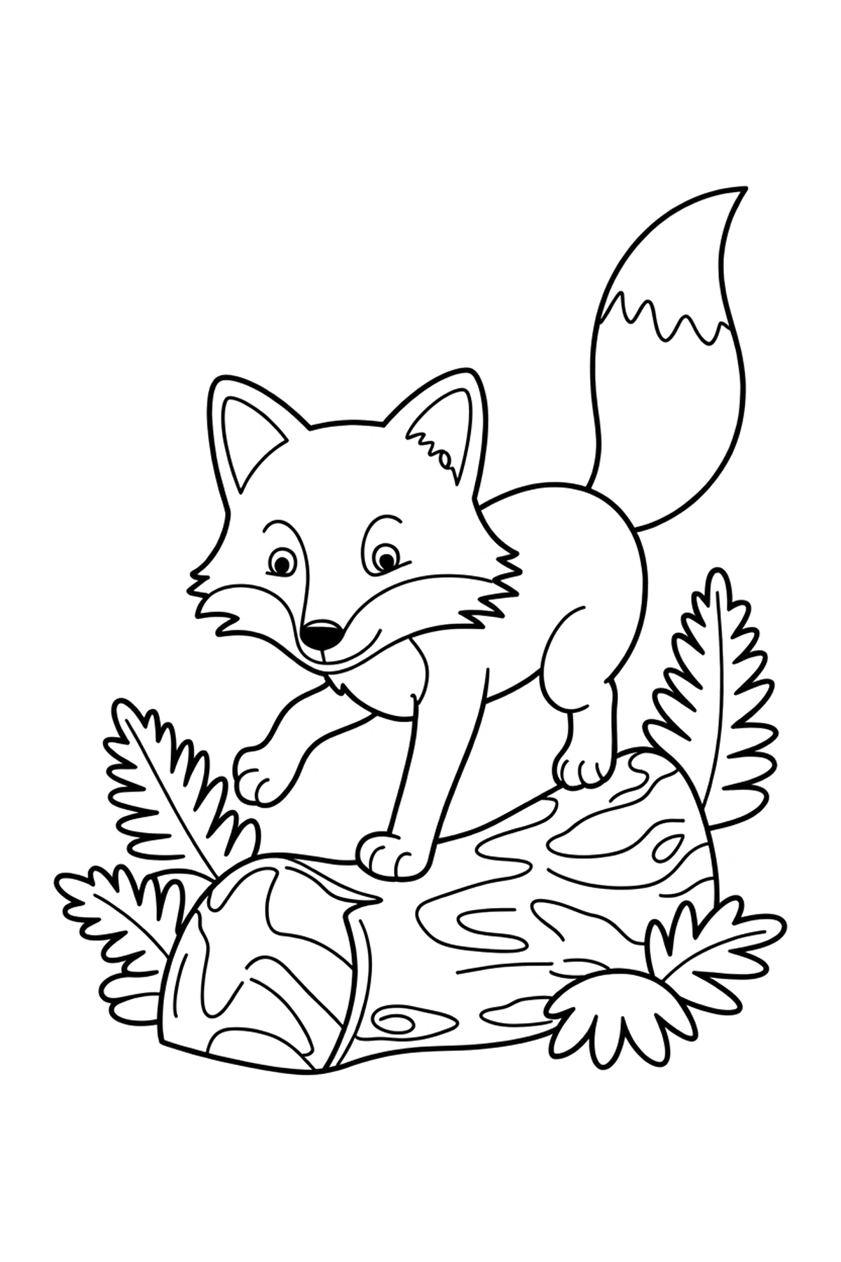 fox coloring pages forest log