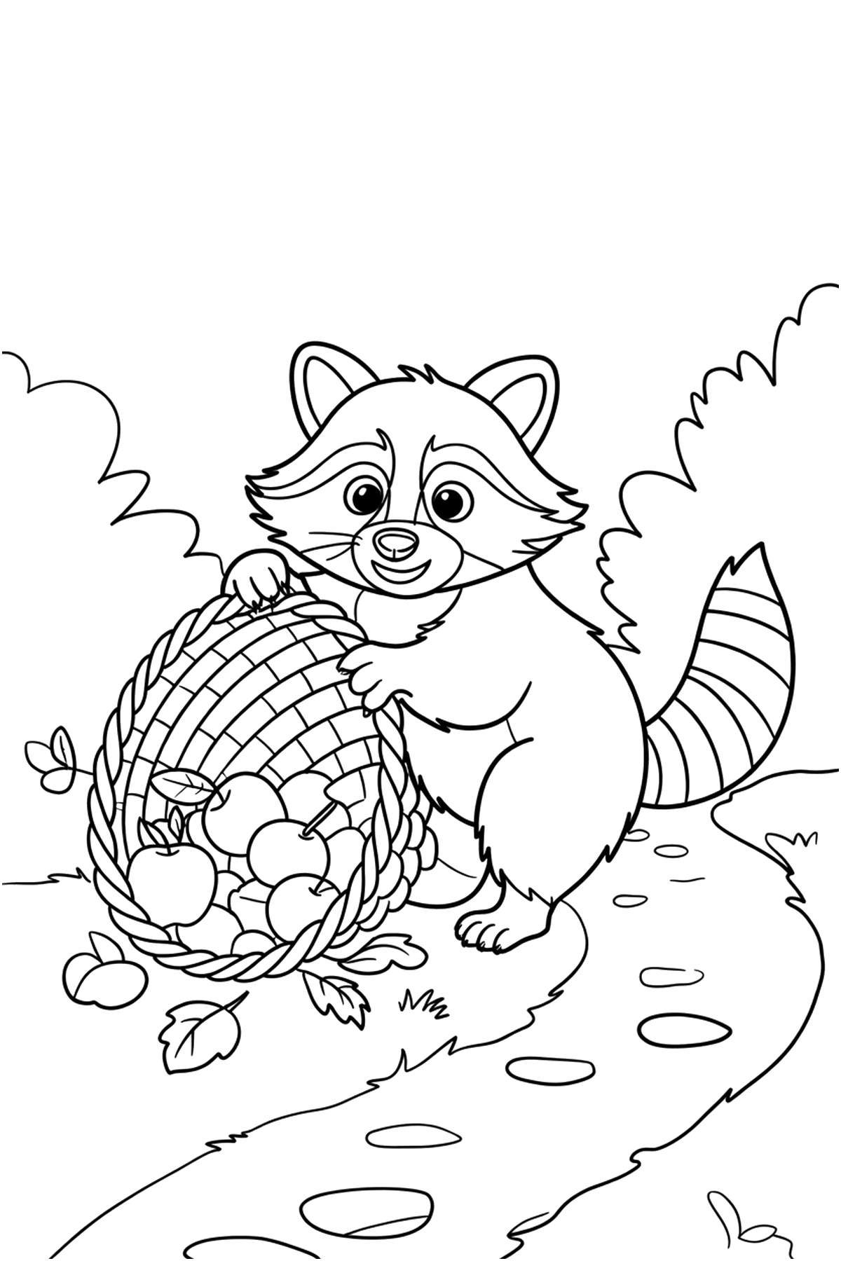 garden basket raccoon coloring sheets