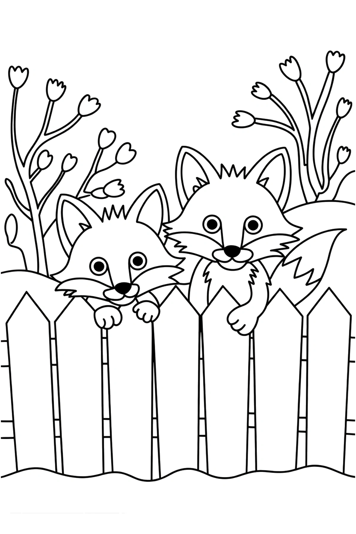 garden fence fox coloring sheets