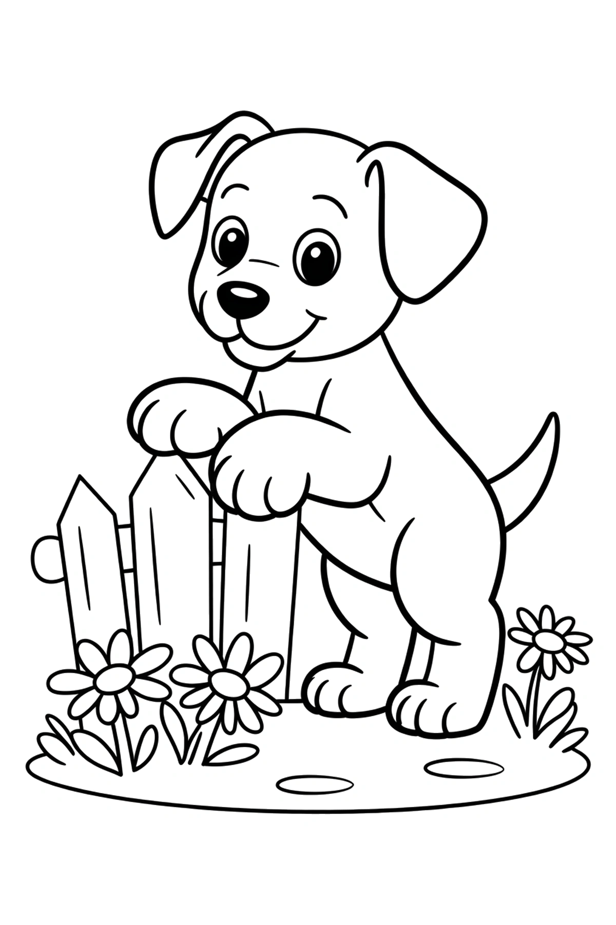garden fence with daisies puppy coloring sheets