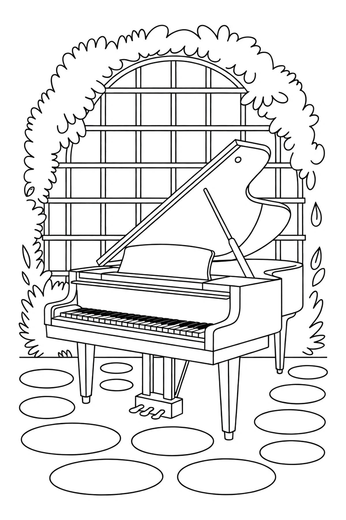 garden patio piano coloring sheets