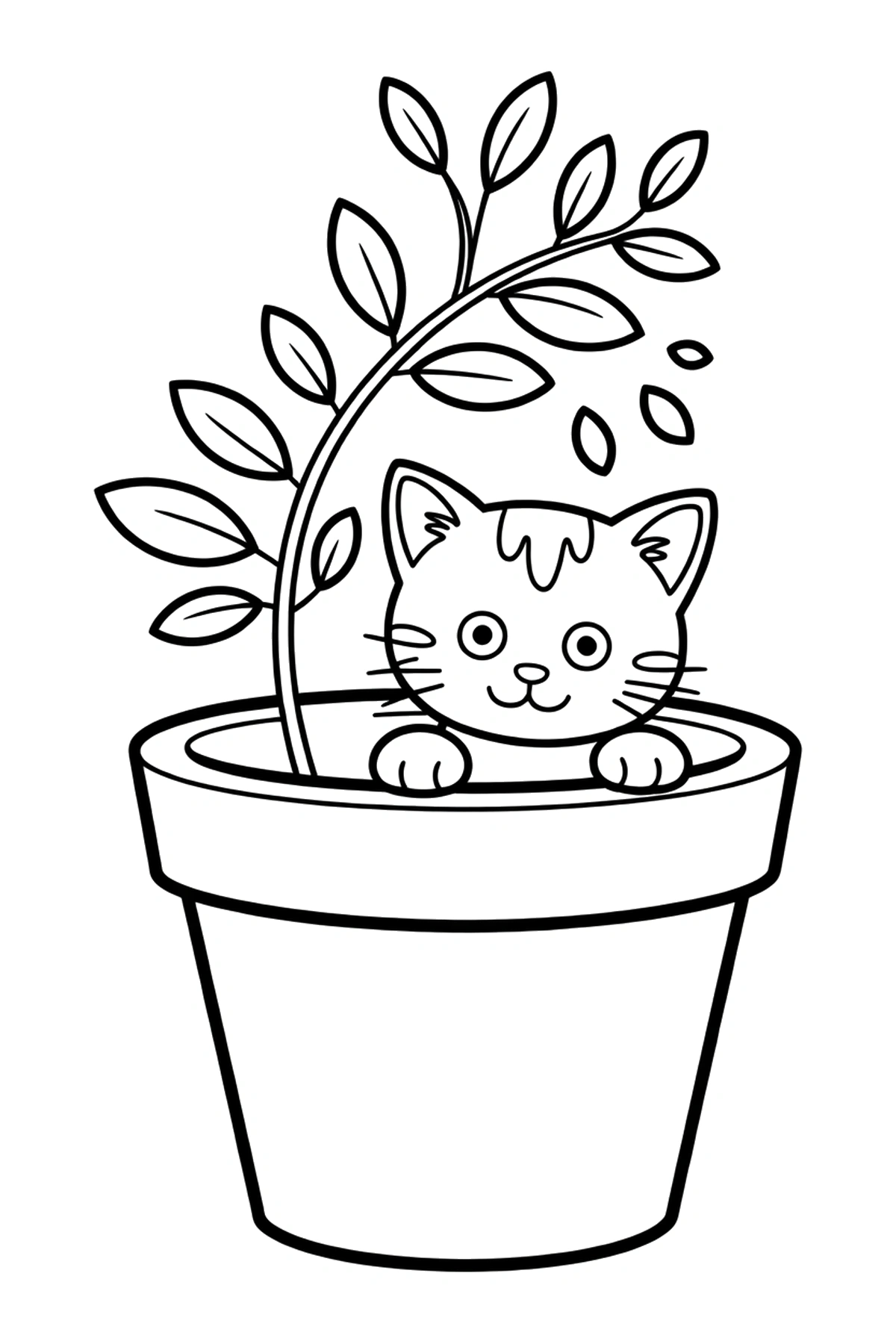 garden pot kitten coloring pages