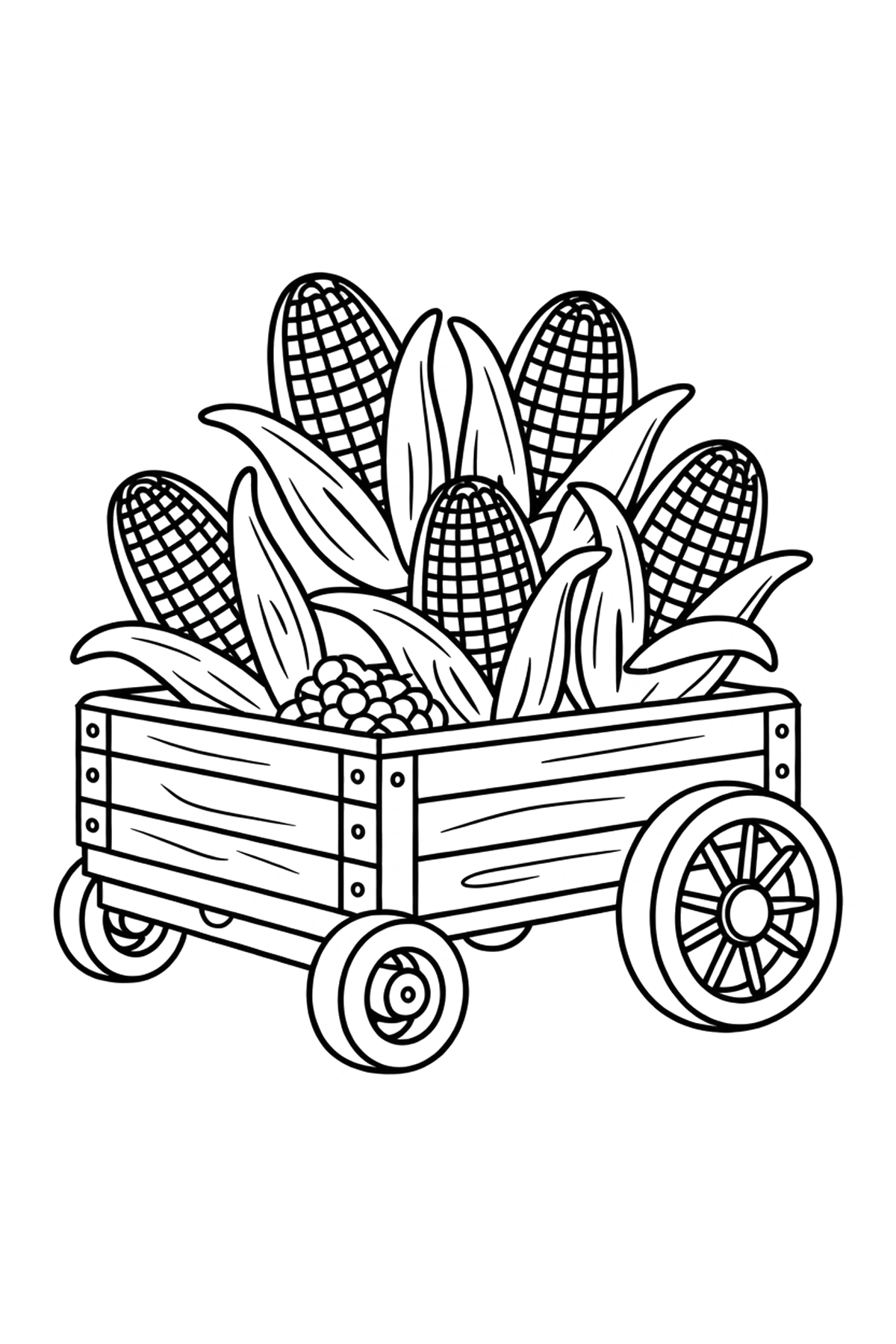 harvest wagon corn arranging coloring sheets