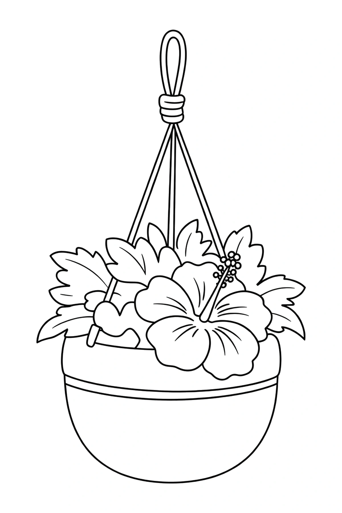 hibiscus hanging planter coloring pages