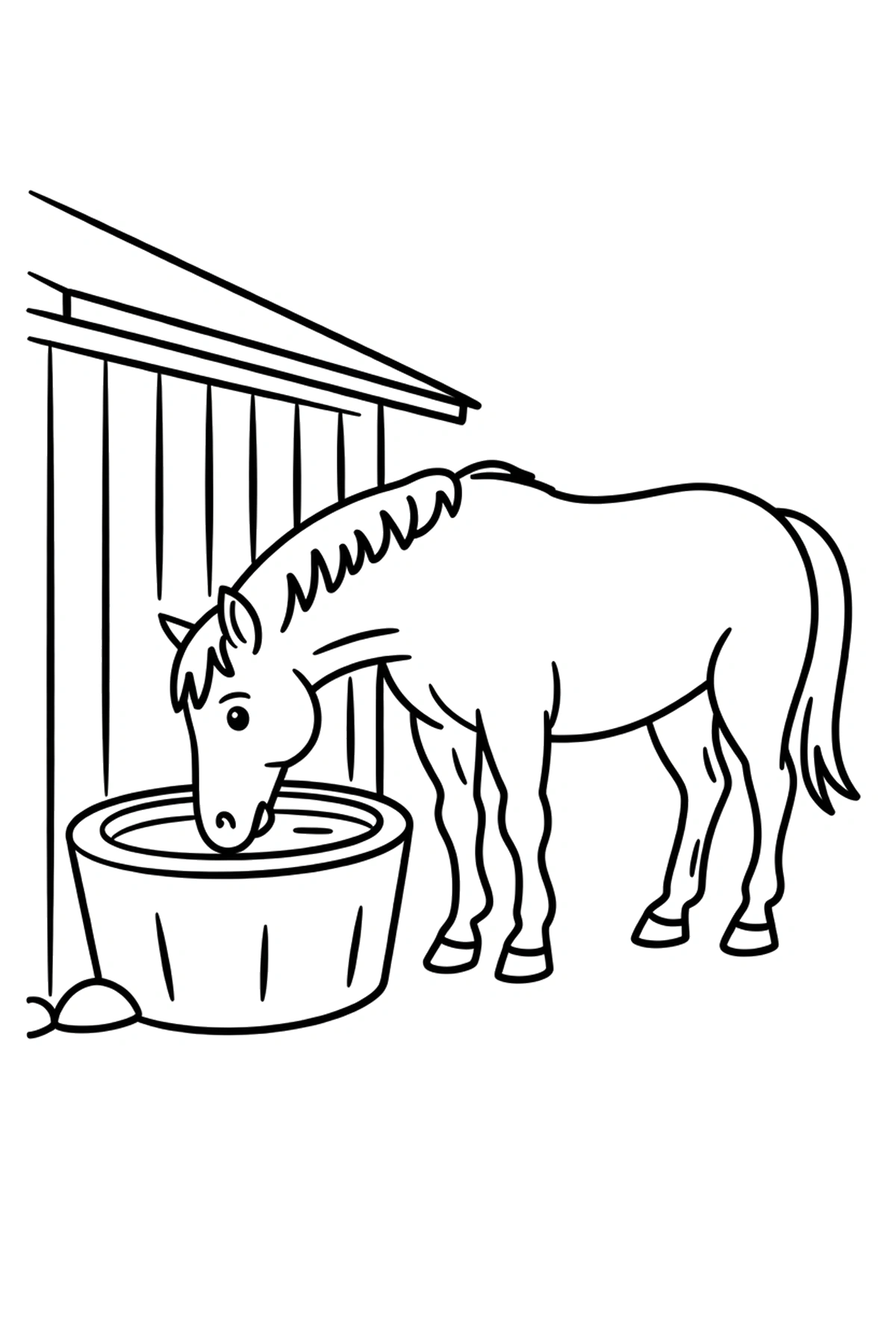 holding horse water trough coloring page