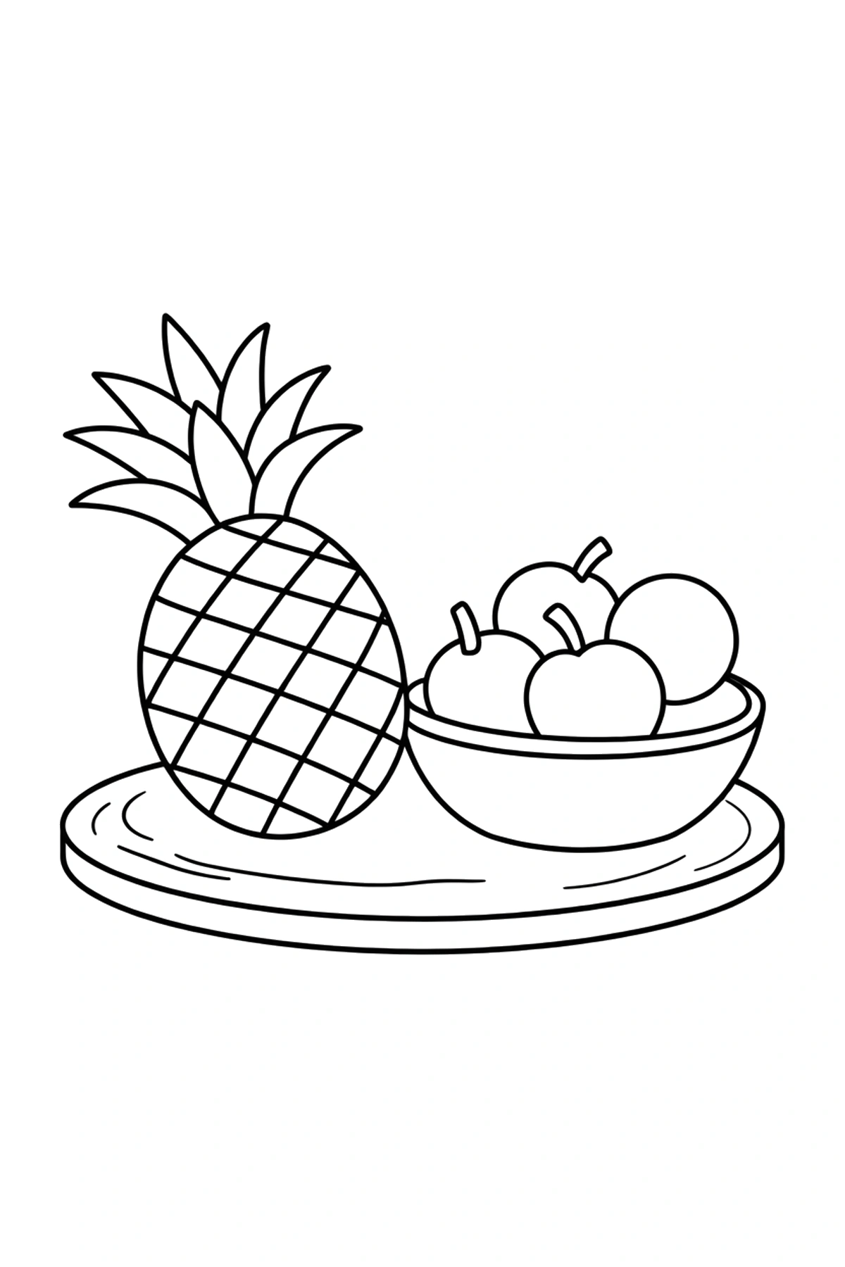 holding pineapple table bowl coloring page