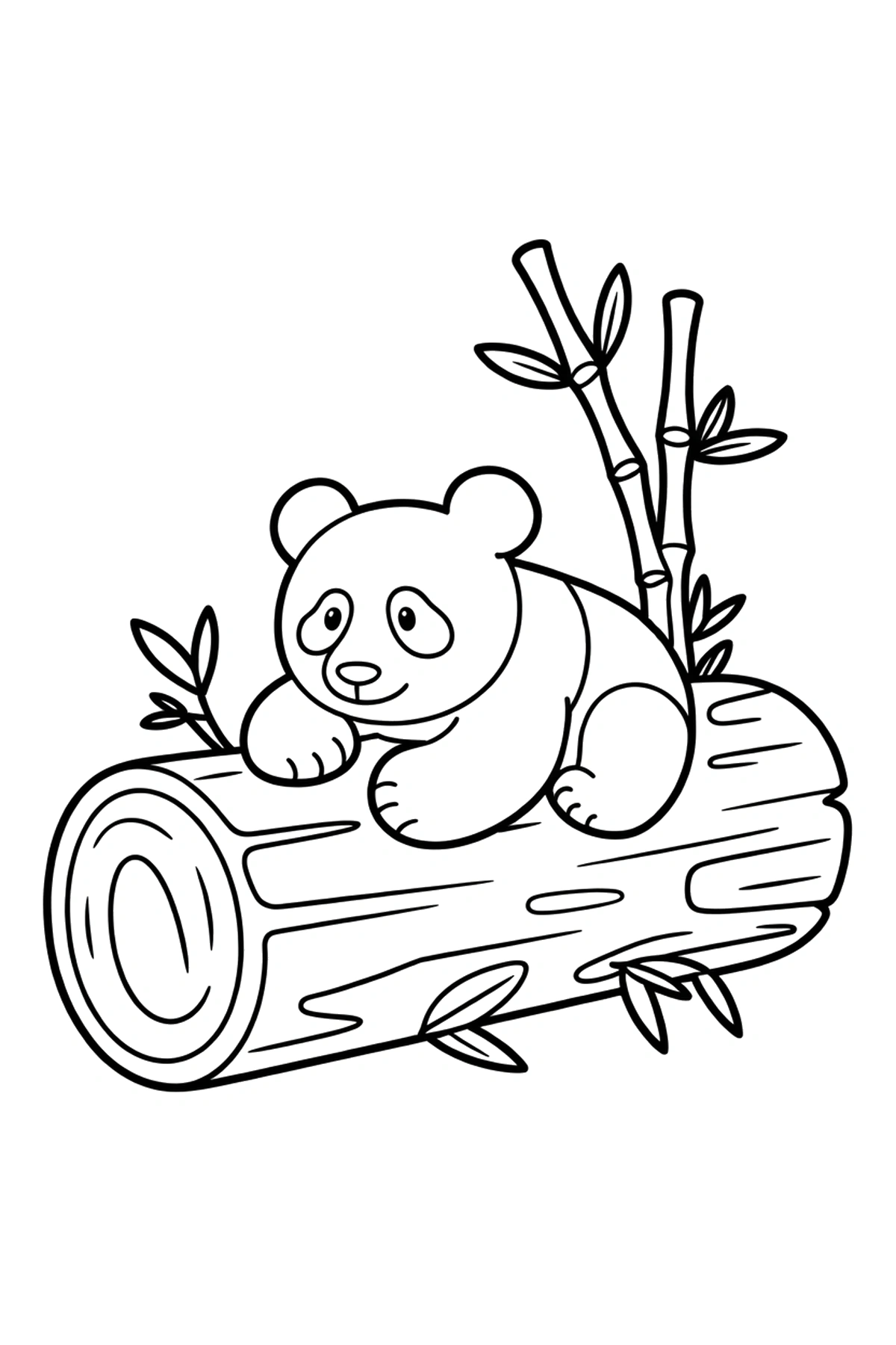 hollow log with bamboo panda coloring sheets