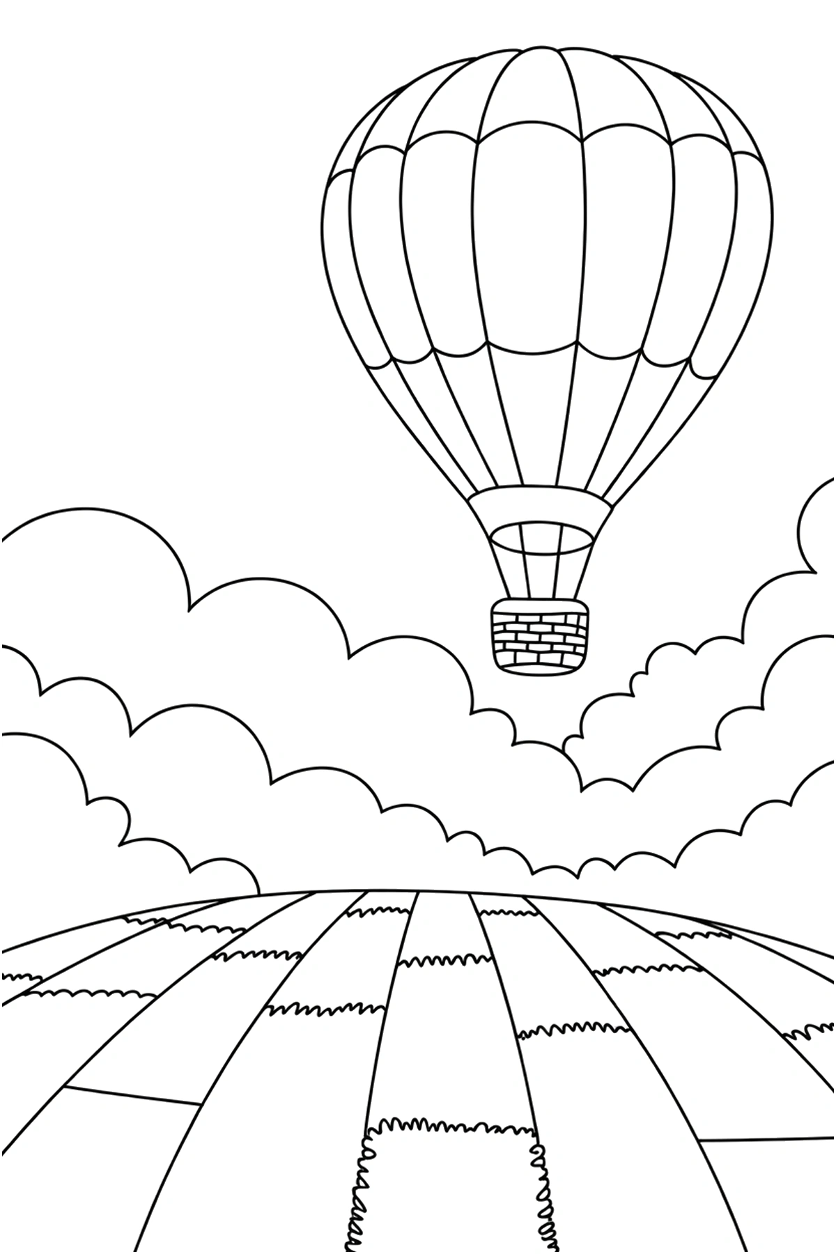 hot air balloon coloring pages cloud field