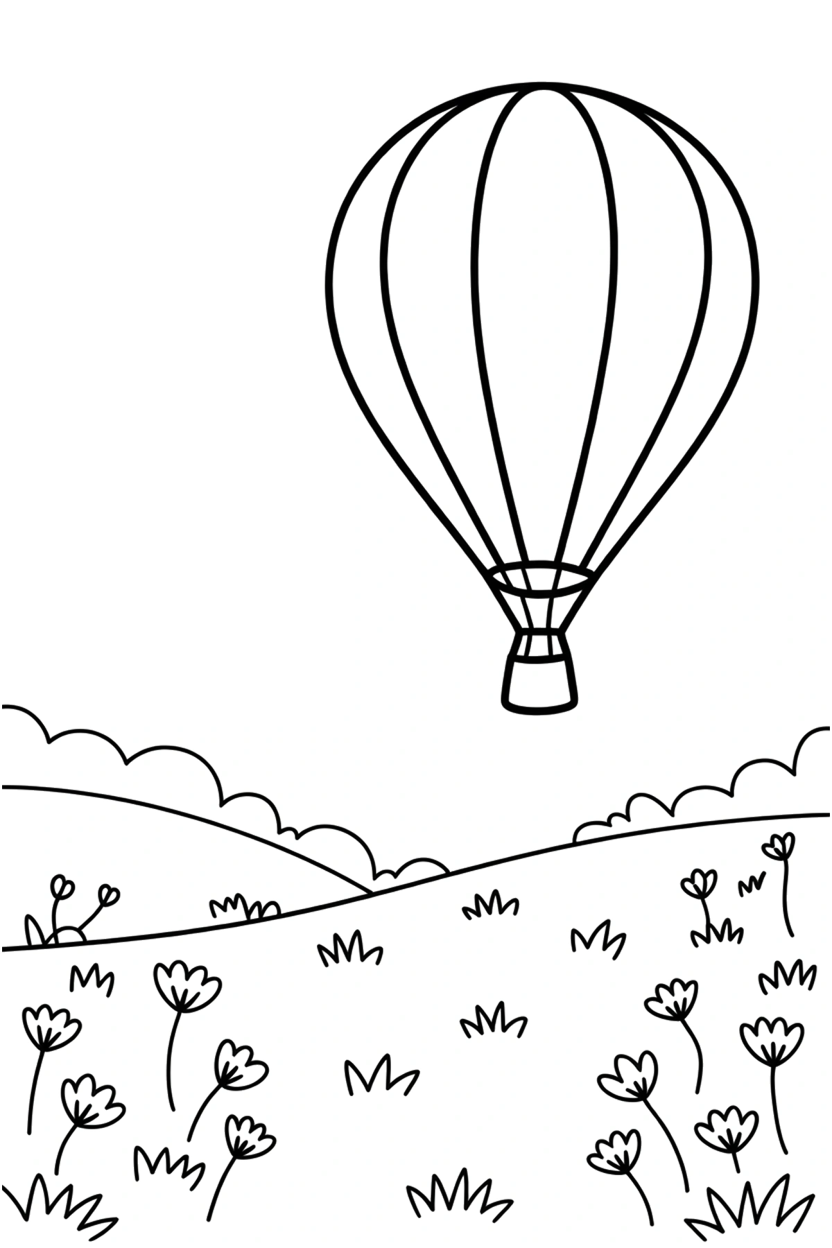 hot air balloon coloring pages hillside ropes