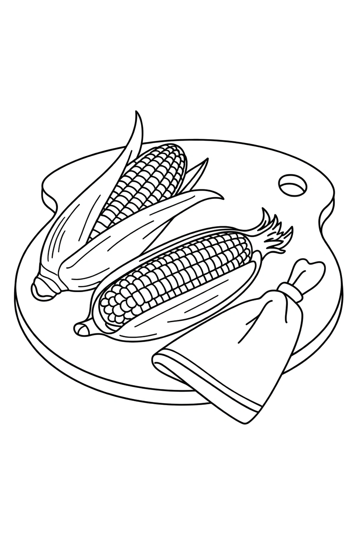 kitchen counter corn resting coloring pages