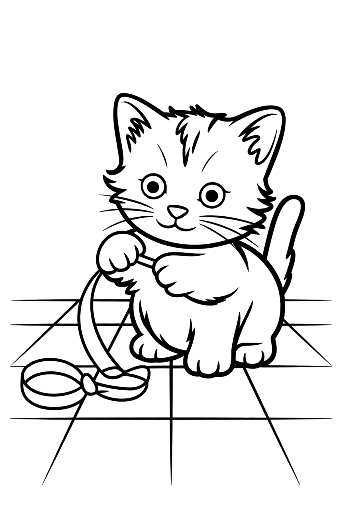 kitten coloring page ribbon floor