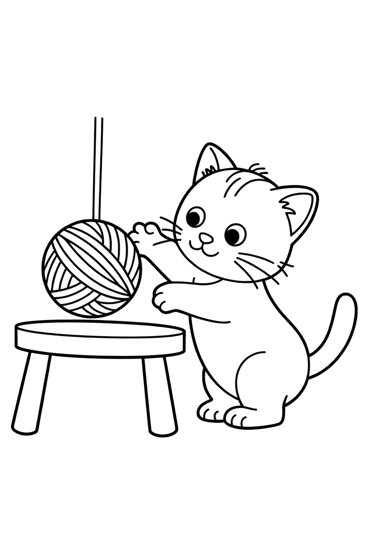 kitten coloring pages yarn table