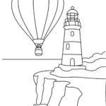 lighthouse-cliff-hot-air-balloon-coloring-pages