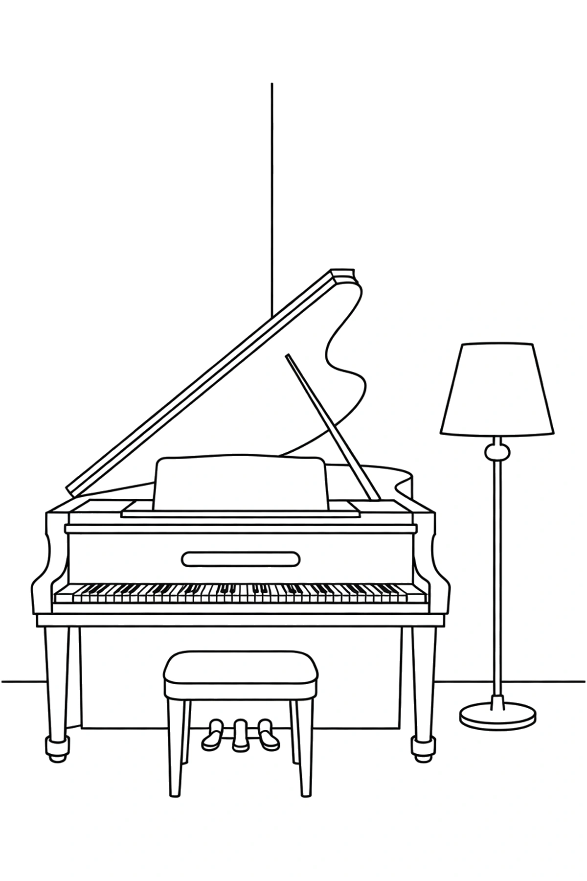 living room piano coloring page