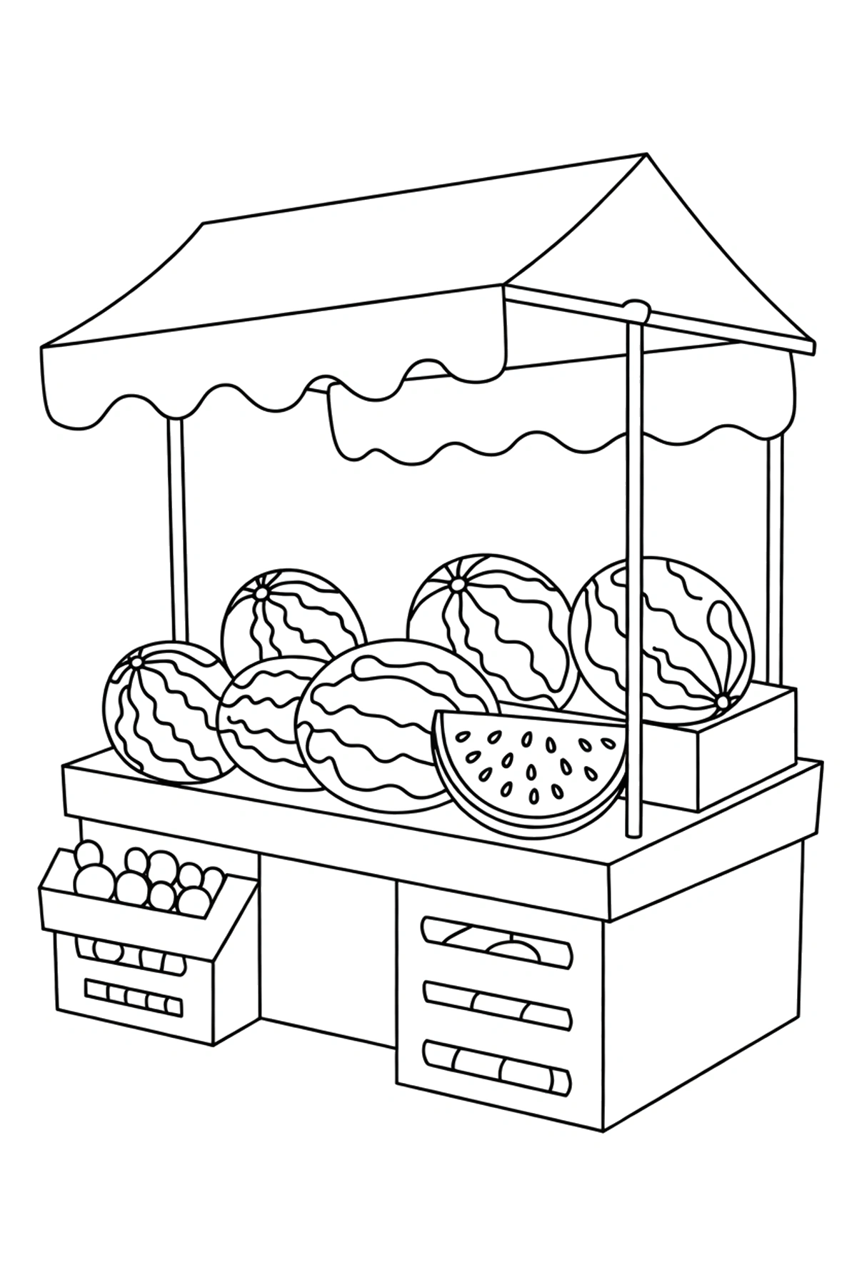 market stall watermelon coloring page