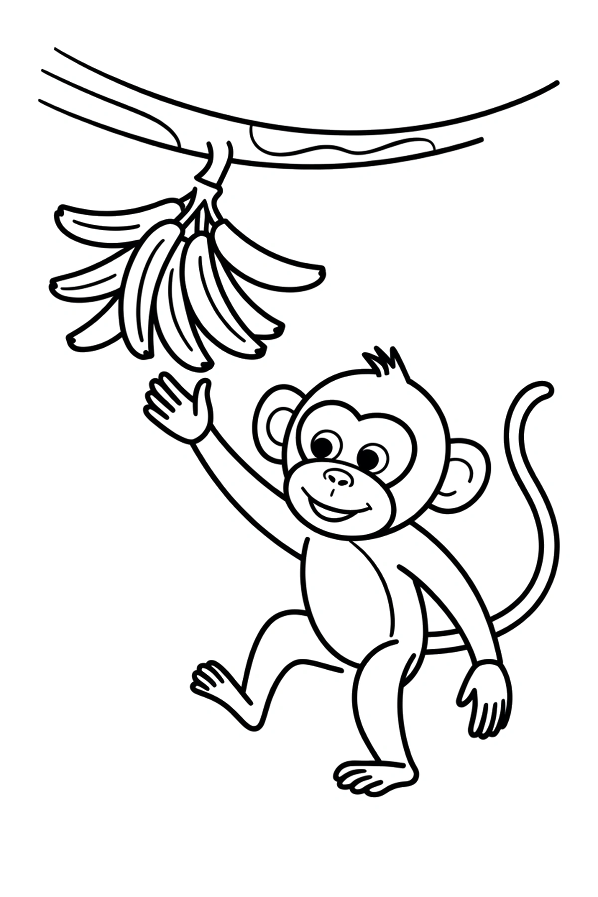 monkey coloring pages banana branch
