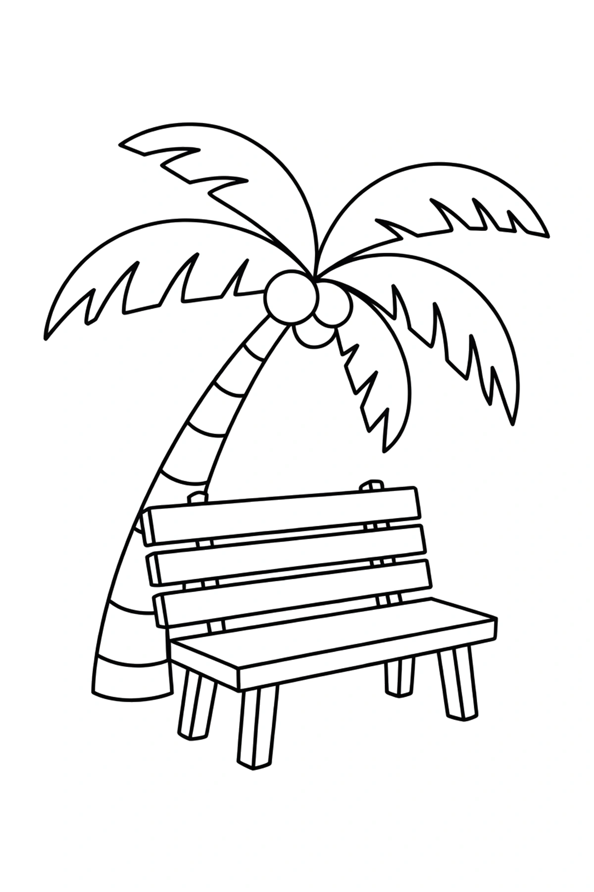palm tree coloring pages above bench