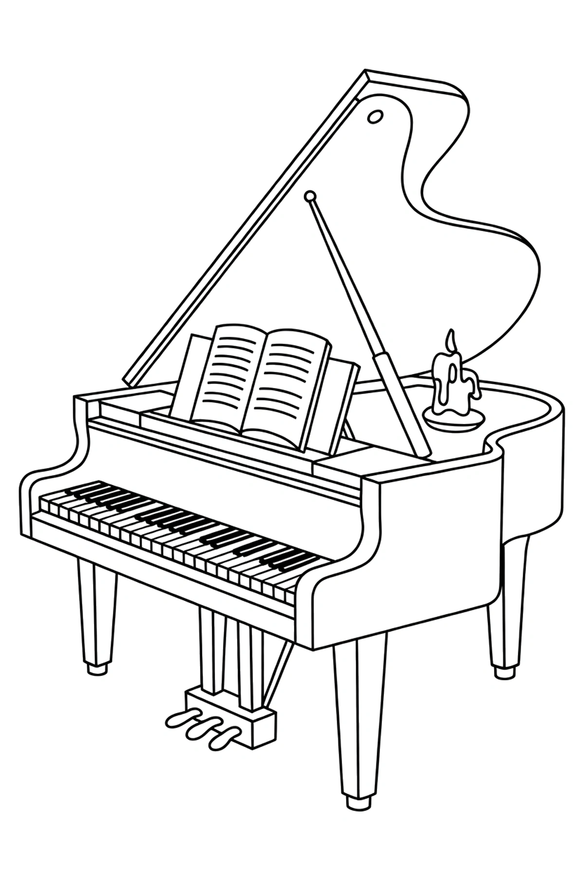 piano coloring sheets books surface