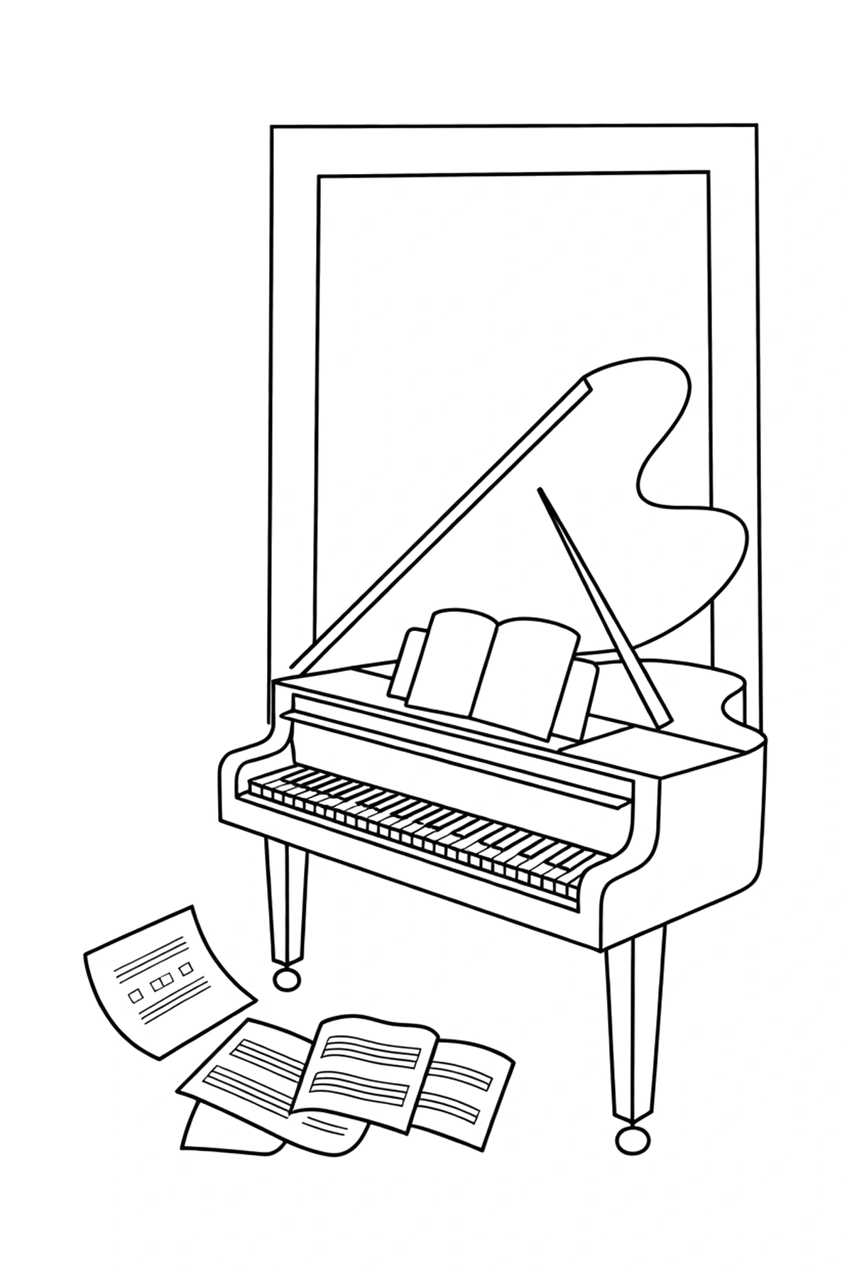 piano keyboard coloring page