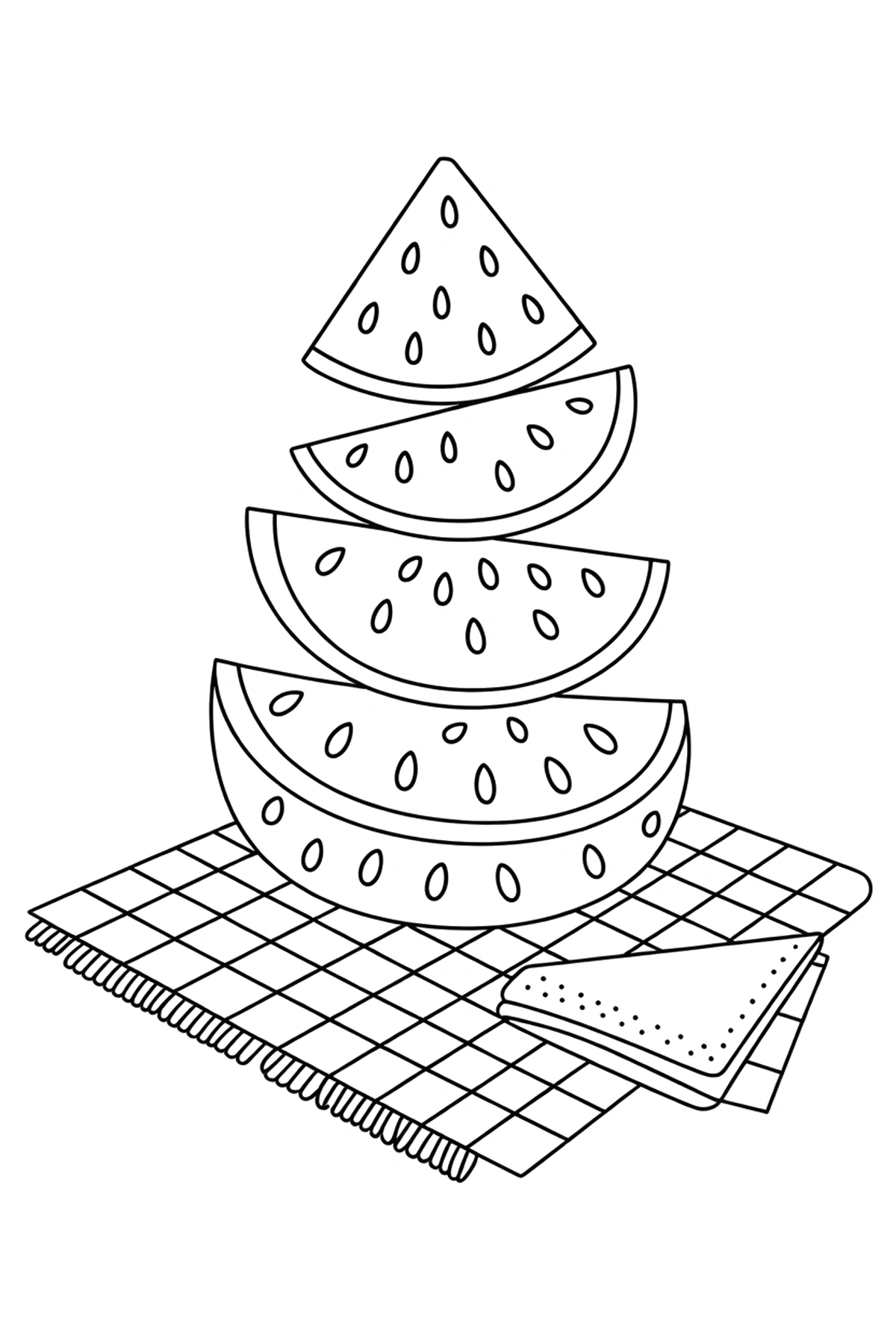 picnic blanket watermelon stacking coloring pages